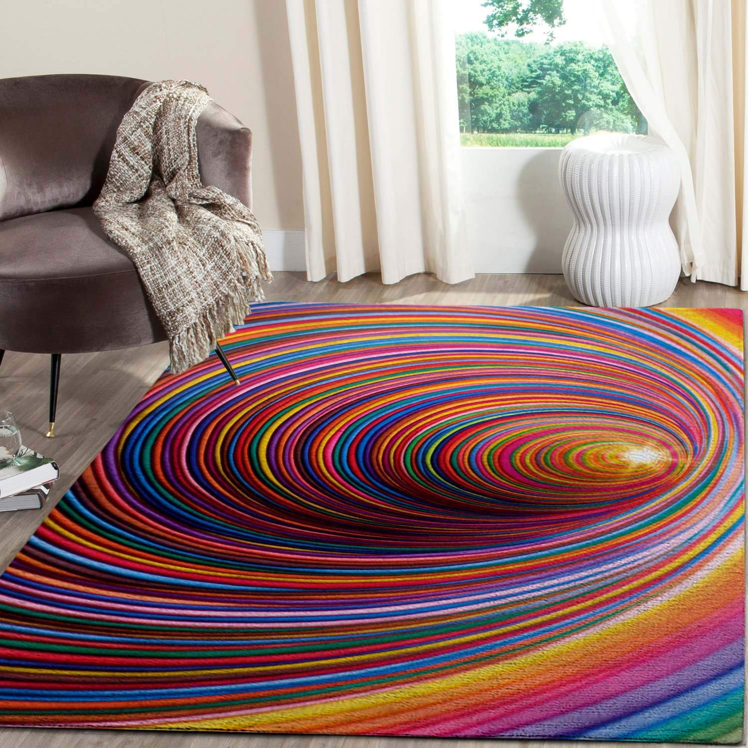 Colorful Wormhole 3D Design Area Limited Edition Rug