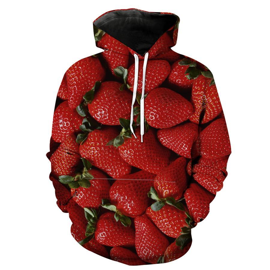 3d Strawberry Funny Food Hoodie 3D