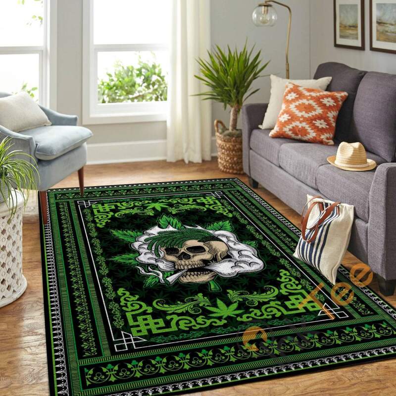 A Skull With Cannabis In Green Background Hippie Cool Carpet Floor Decor Soft Livingroom Bedroom Highlight For Home Rug 15 A Skull With Cannabis In Green Background Hippie Cool Carpet Floor Decor Soft Livingroom Bedroom Highlight For Home Rug