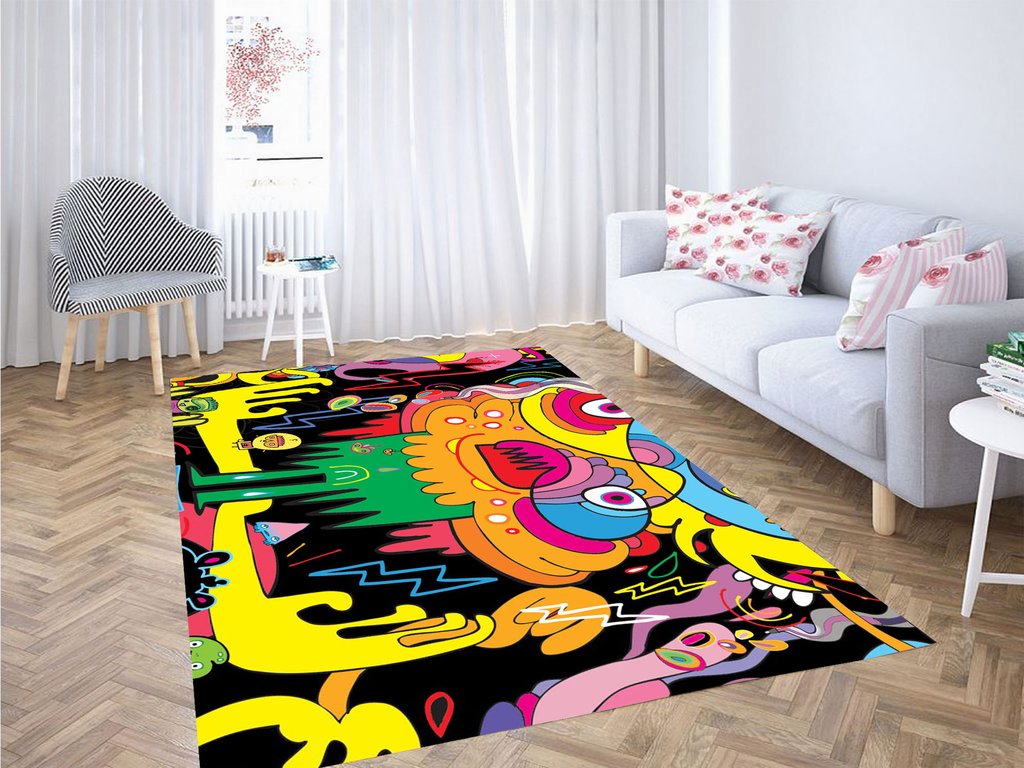 Abstract Skateboard Art Graffiti Living Room Modern Carpet Rug