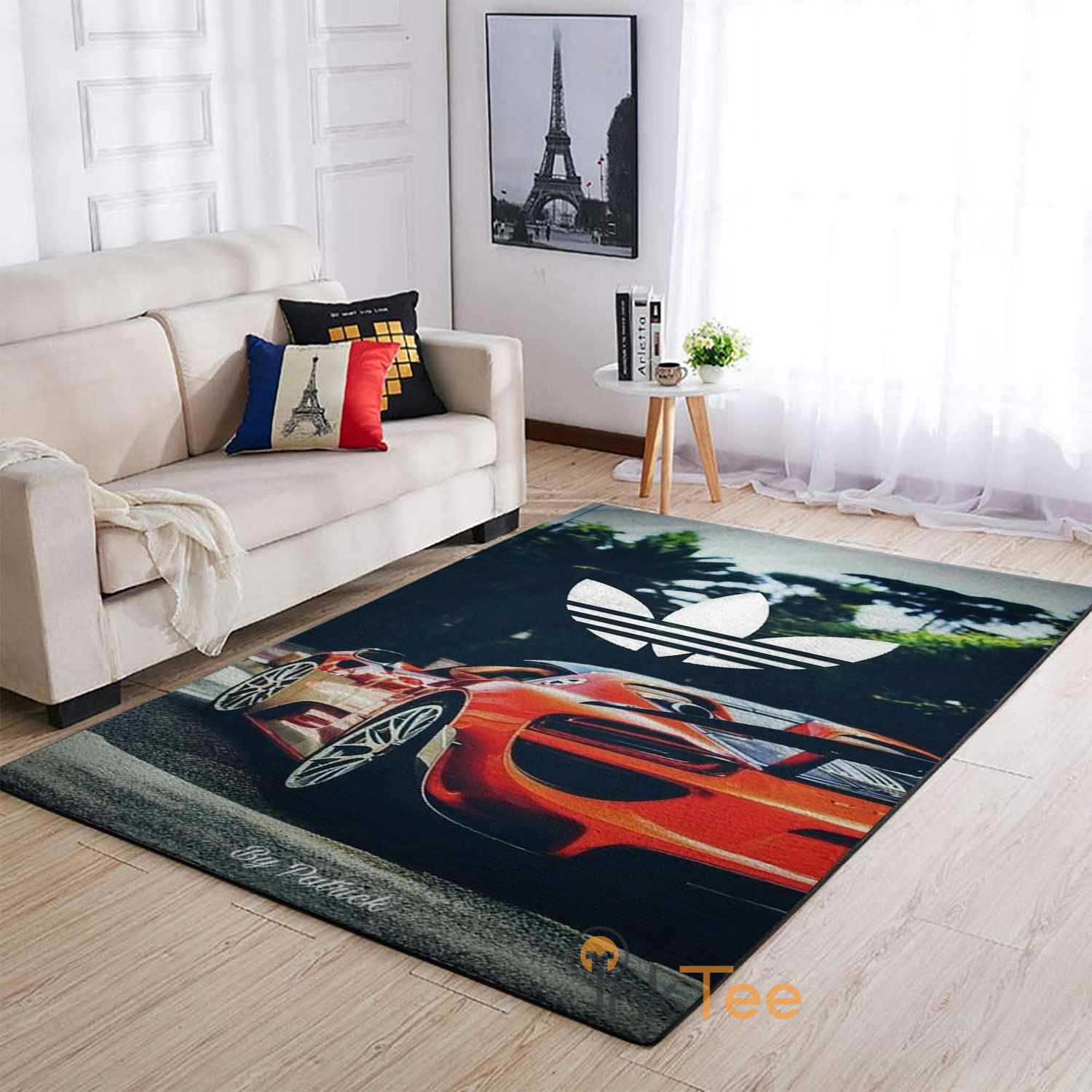 Red Supper Car & Adidas Logo Area Rug