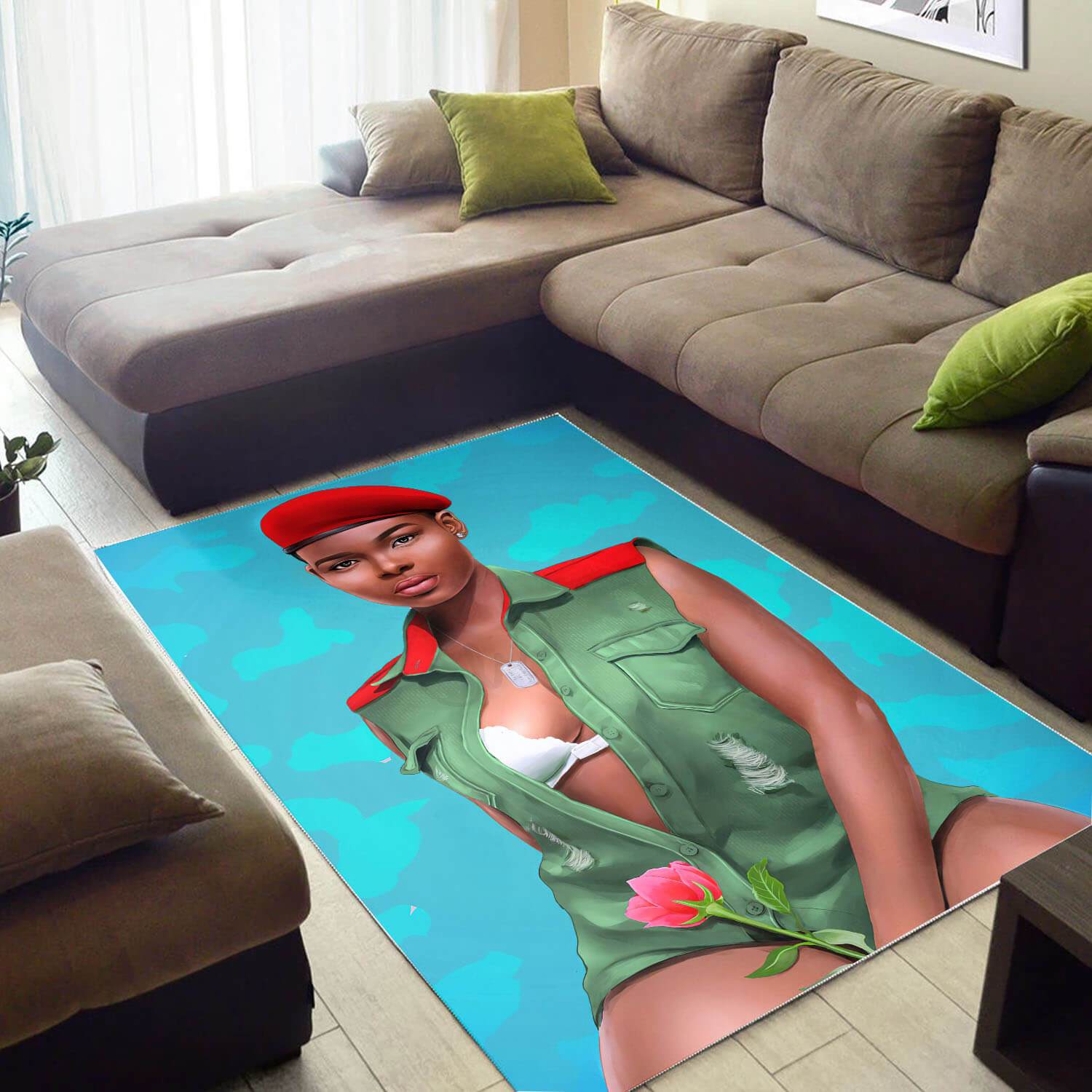 African American Beautiful Afro Girl Art Afrocentric Home Rug 3 African American Beautiful Afro Girl Art Afrocentric Home Rug