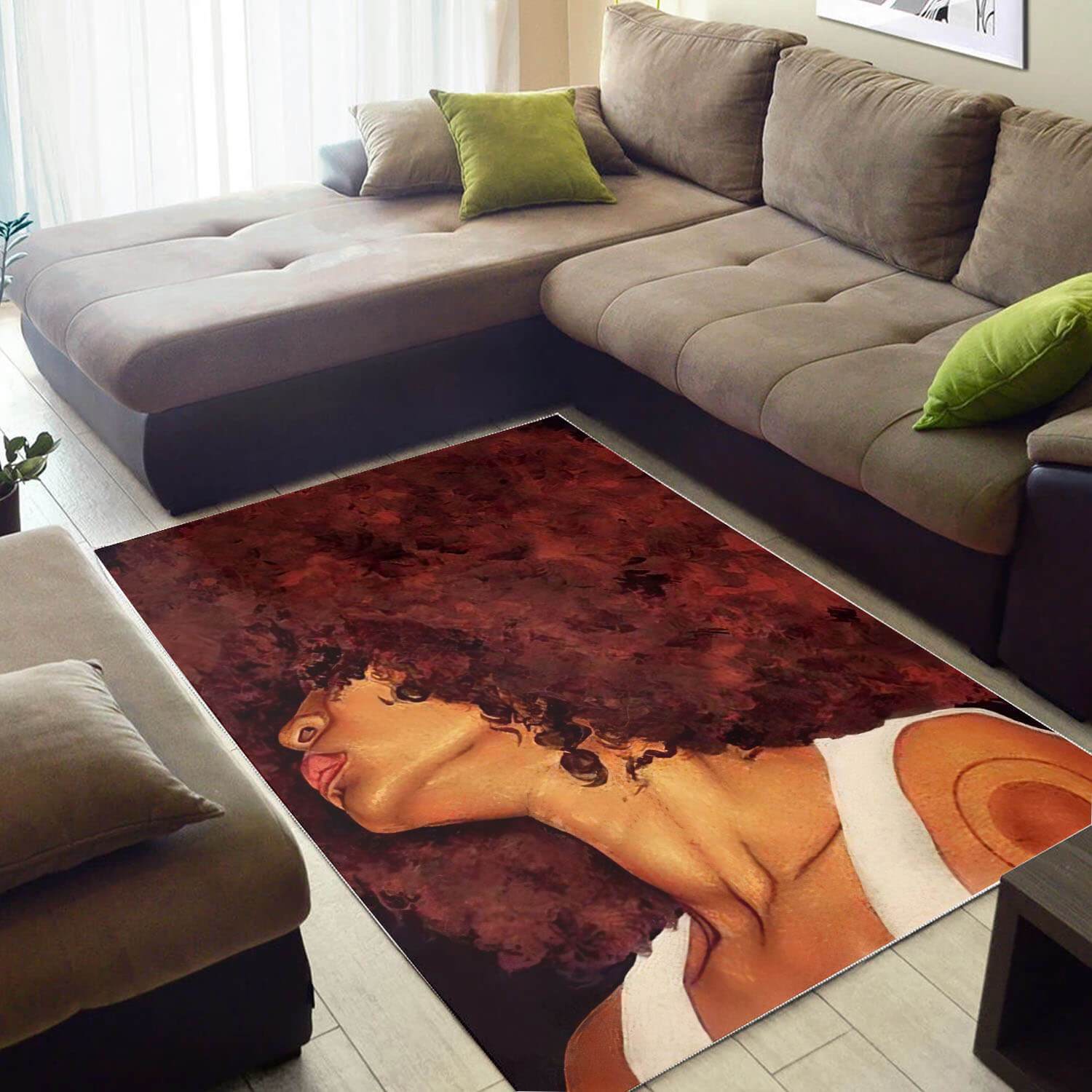 African American Beautiful Afro Girl Rug