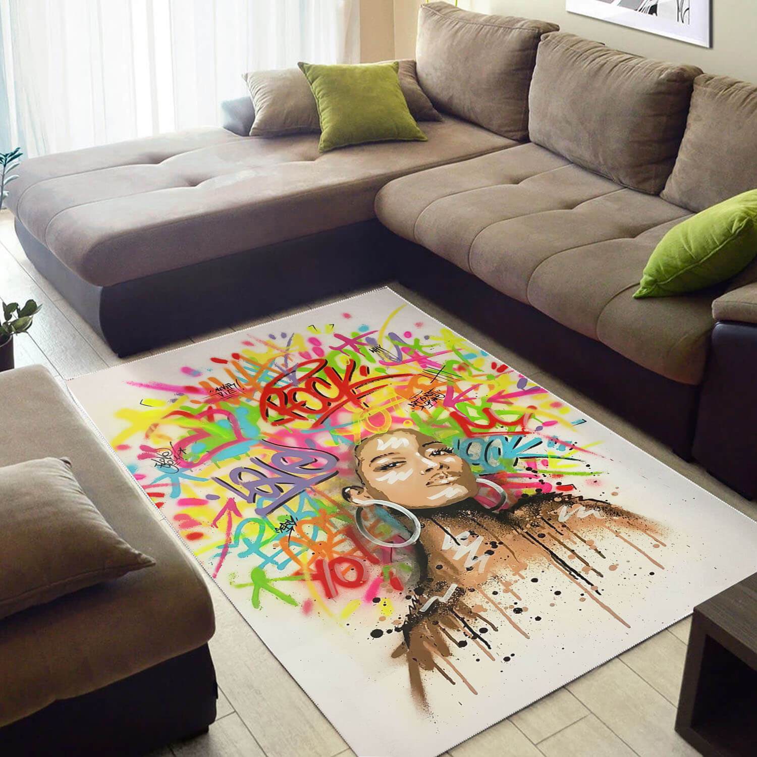 African American Beautiful Afro Girl Carpet Modern Themed Living Room Rug 1 African American Beautiful Afro Girl Carpet Modern Themed Living Room Rug