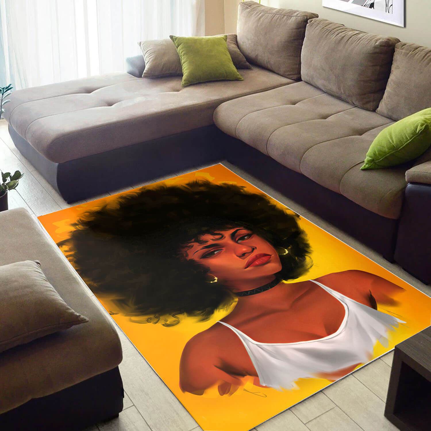 African American Beautiful Afro Girl Print Themed House Rug 3 African American Beautiful Afro Girl Print Themed House Rug