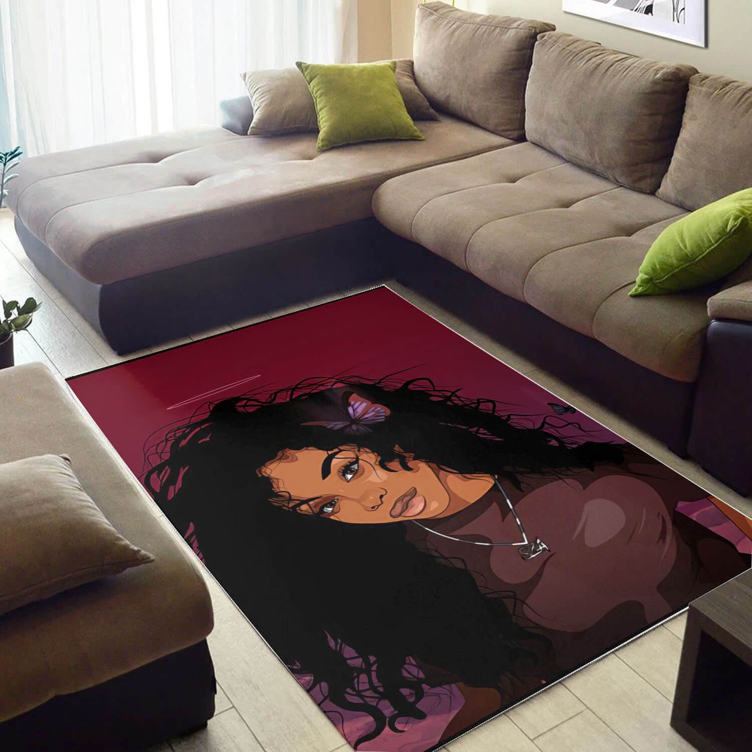 African American Beautiful Afro Girl Themed Living Room Rug 3 African American Beautiful Afro Girl Themed Living Room Rug