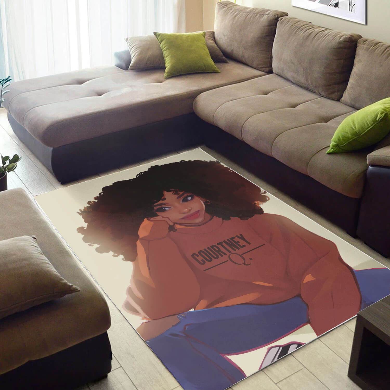 African American Beautiful Black Woman With Afro Carpet Themed House Rug 4 African American Beautiful Black Woman With Afro Carpet Themed House Rug