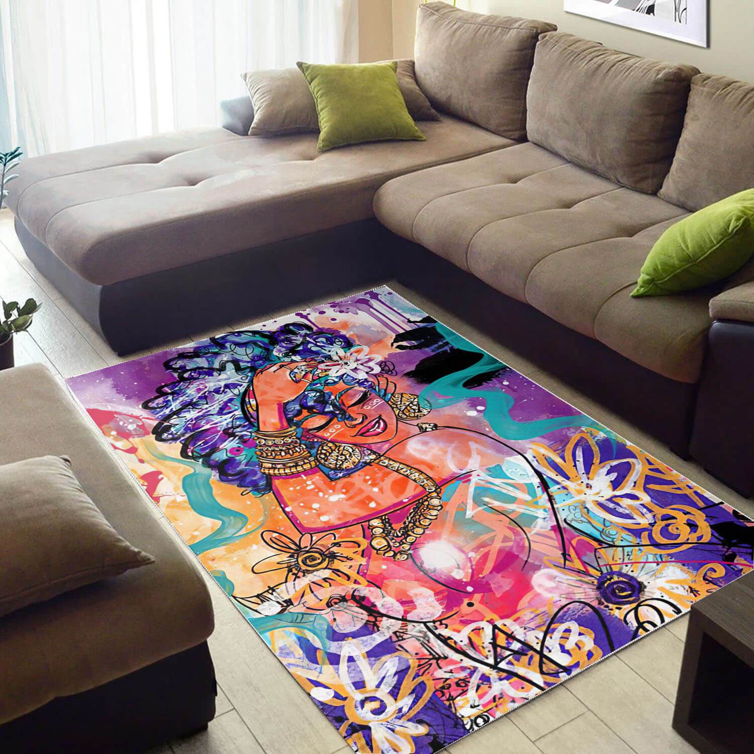 African American Beautiful Melanin Beauty Girl Style Modern Themed Living Room Rug 1 African American Beautiful Melanin Beauty Girl Style Modern Themed Living Room Rug