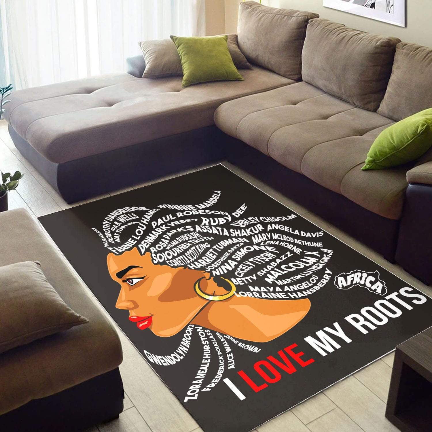 African American I Love My Roots Black Rug 1 African American I Love My Roots Black Rug