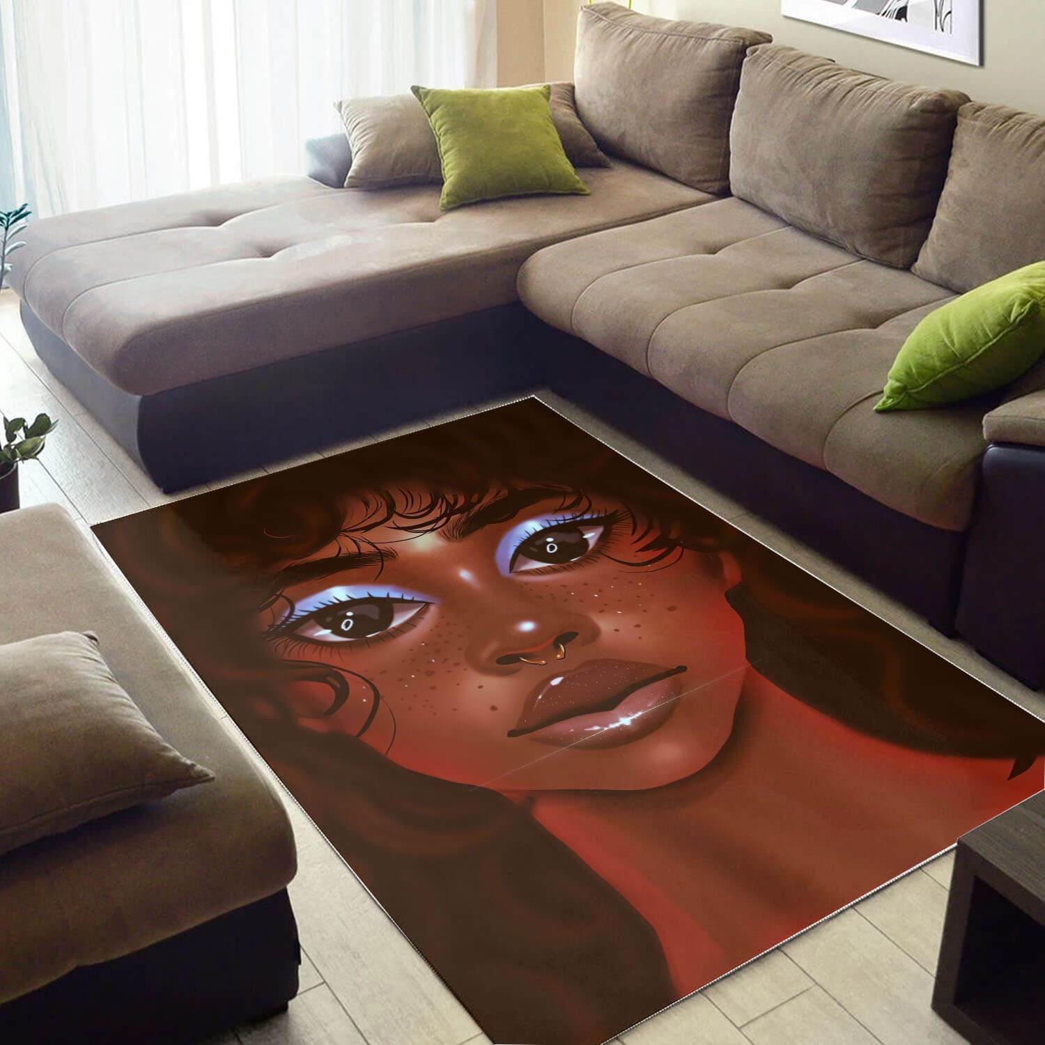 African American Pretty Afro Girl Print Carpet Afrocentric Home Rug 1 African American Pretty Afro Girl Print Carpet Afrocentric Home Rug