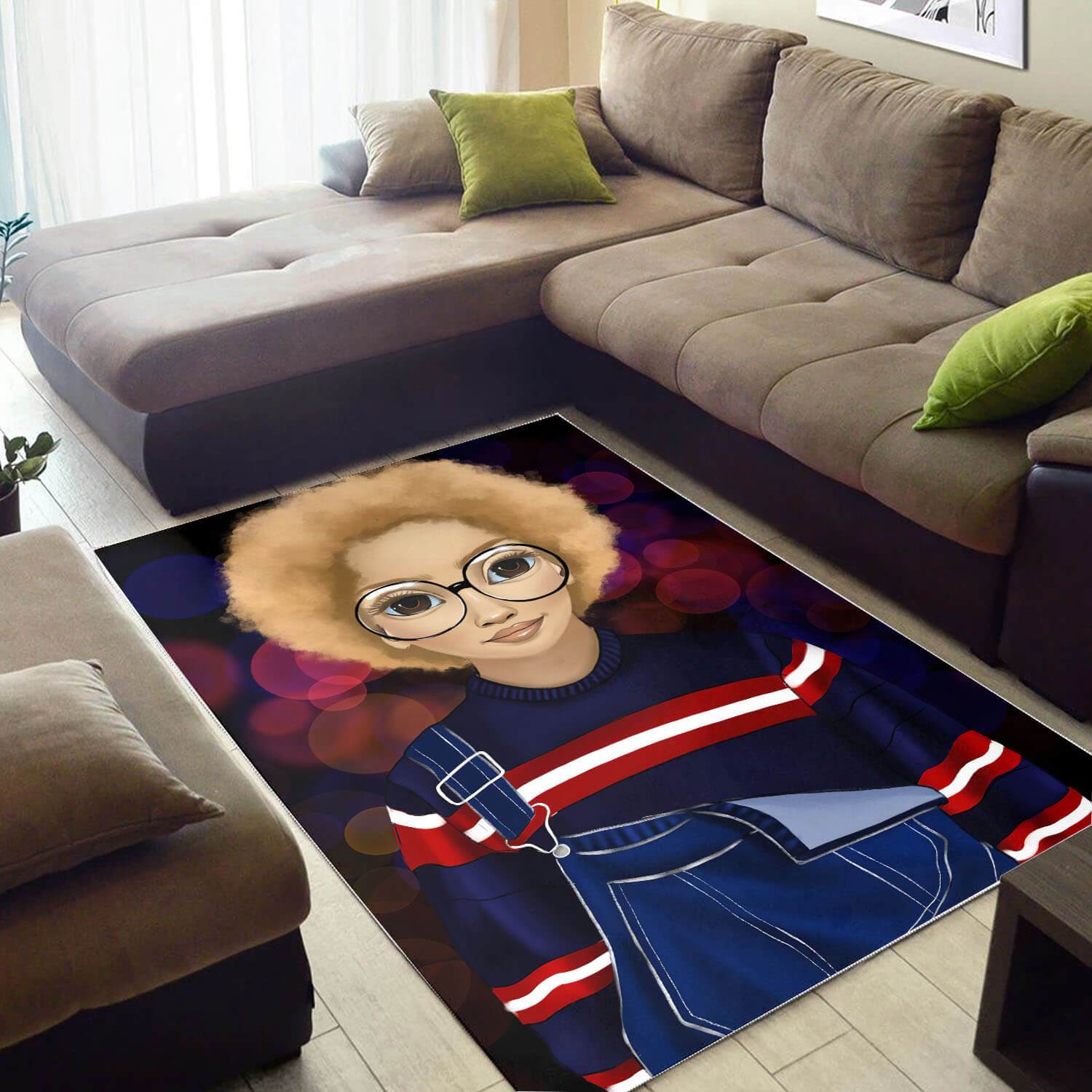 African American Pretty Afro Girl Themed Afrocentric Home Rug 2 African American Pretty Afro Girl Themed Afrocentric Home Rug