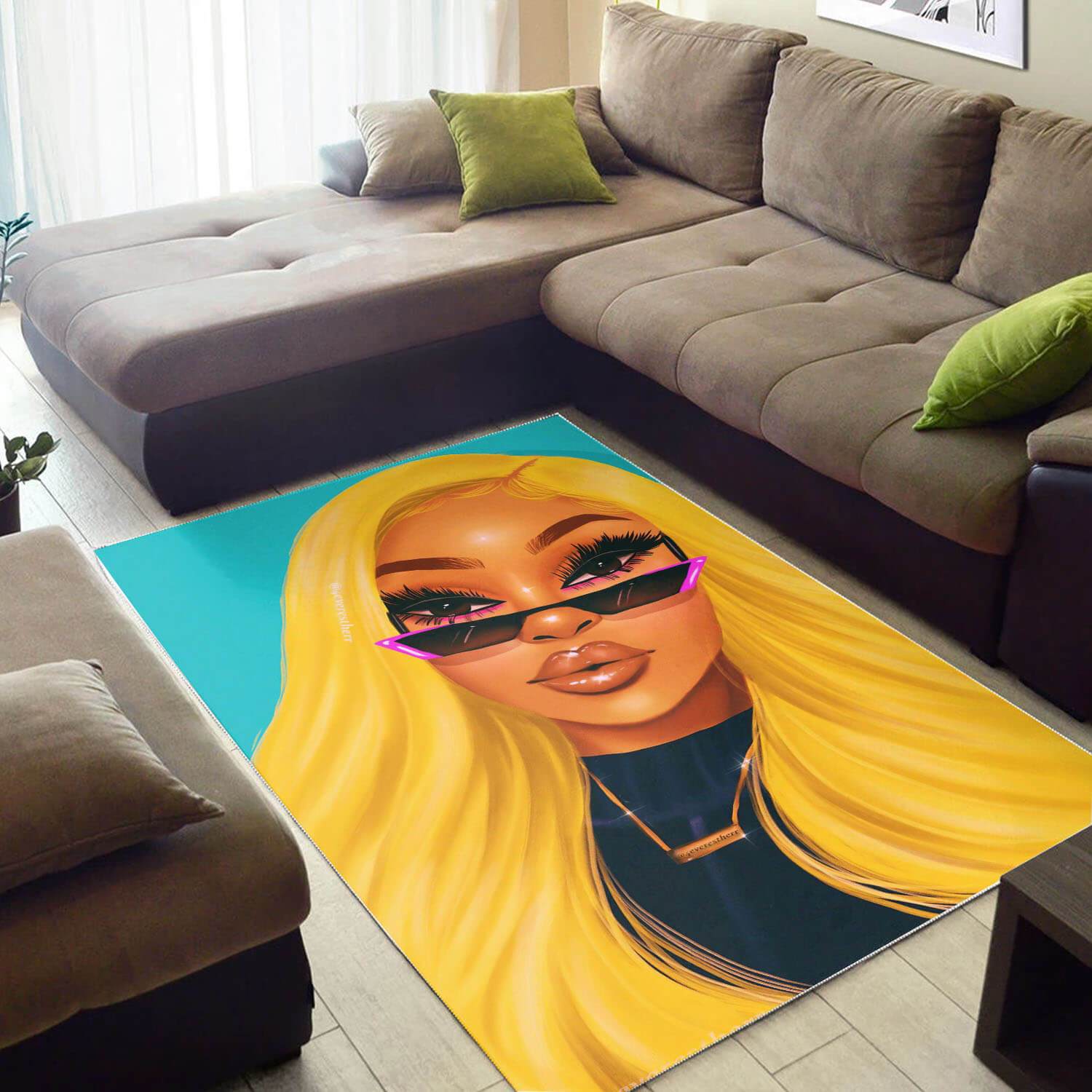 African American Pretty Afro Lady Carpet Design Afrocentric Room Rug 4 African American Pretty Afro Lady Carpet Design Afrocentric Room Rug