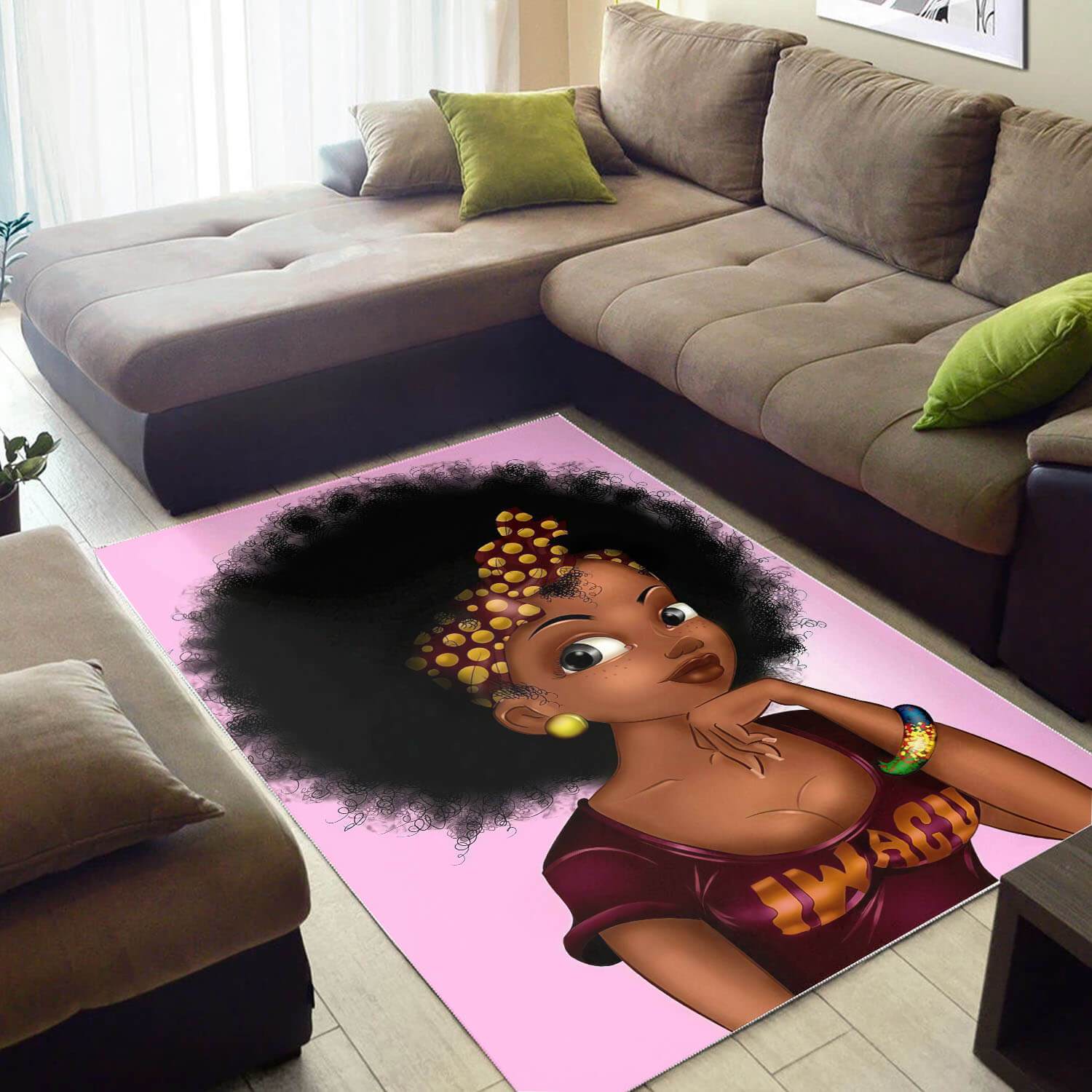 African American Pretty Black Afro Girl Carpet Afrocentric Themed Rug 1 African American Pretty Black Afro Girl Carpet Afrocentric Themed Rug