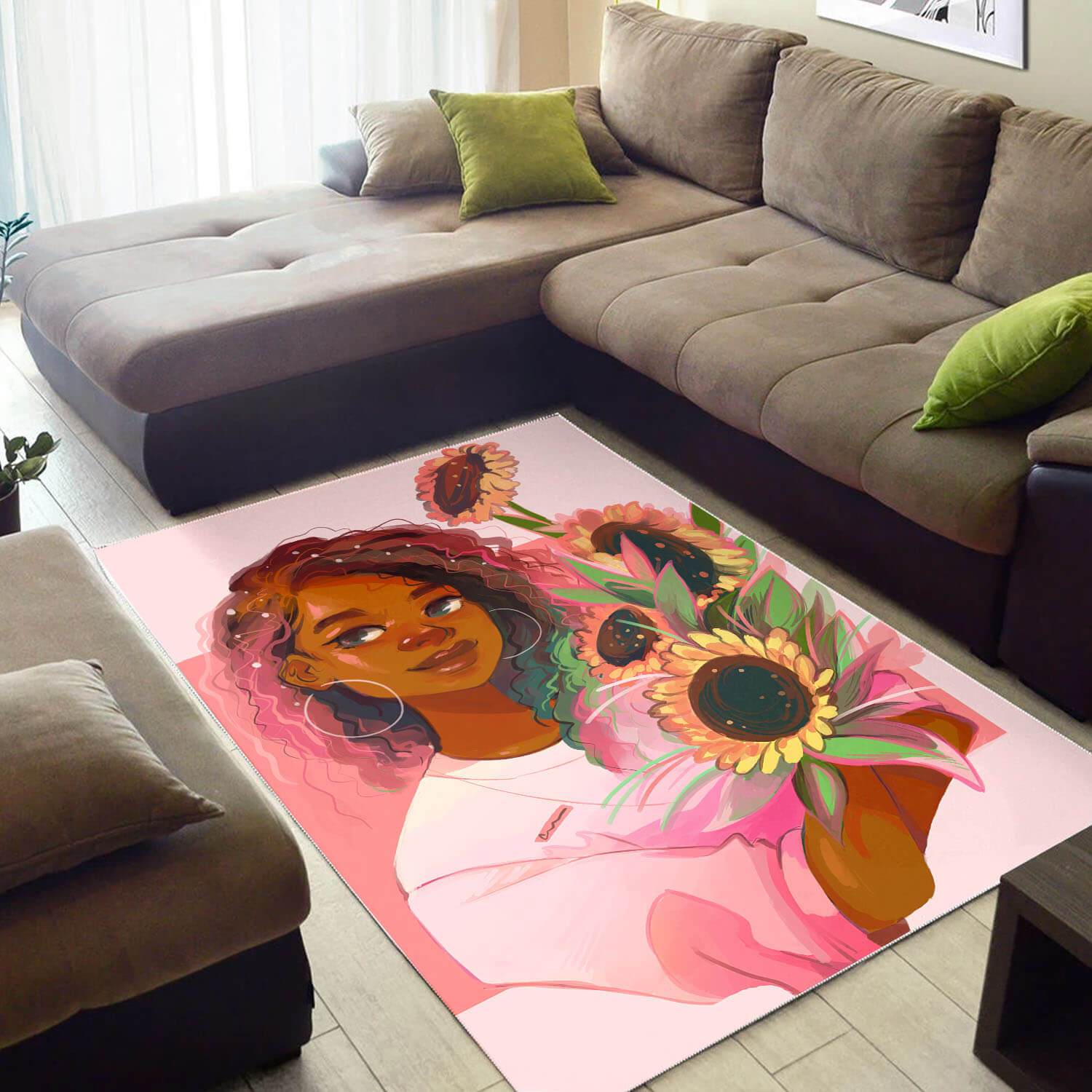 African American Pretty Black Afro Girl Print Floor Afrocentric Home Rug 3 African American Pretty Black Afro Girl Print Floor Afrocentric Home Rug