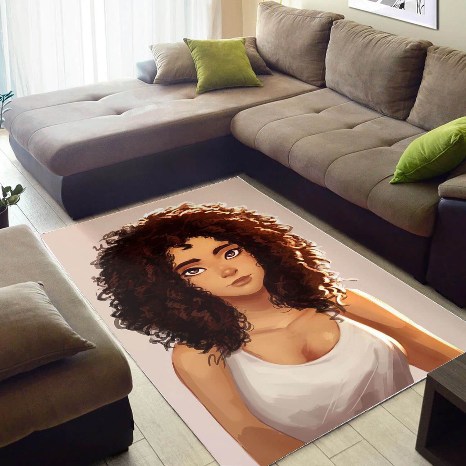 African American Pretty Girl With Afro Carpet Design Modern Afrocentric Rug 1 African American Pretty Girl With Afro Carpet Design Modern Afrocentric Rug
