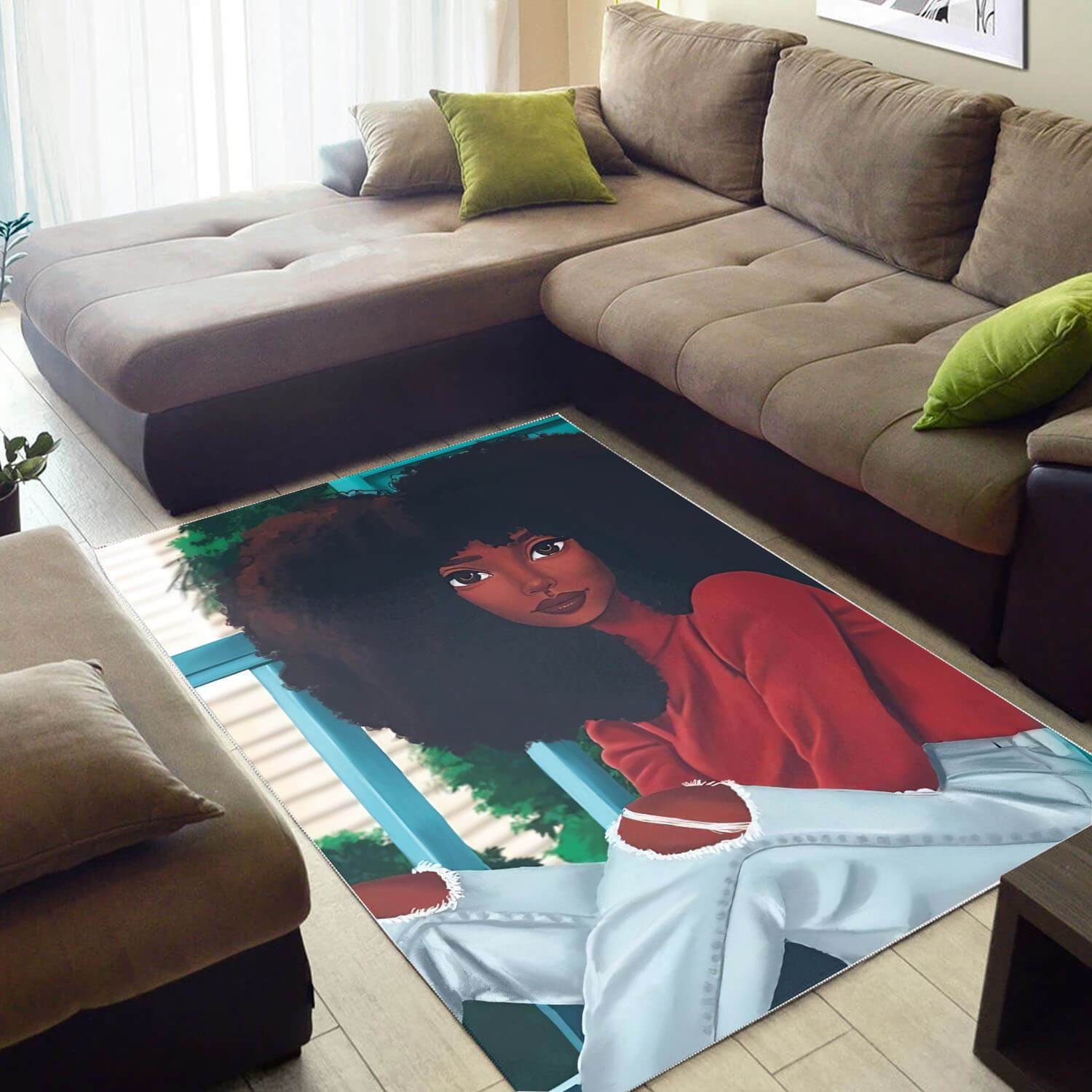 African Beautiful Afro American Girl Print Carpet Modern Themed Living Room Rug 1 African Beautiful Afro American Girl Print Carpet Modern Themed Living Room Rug