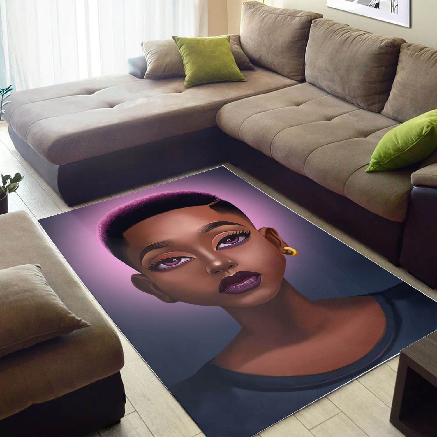 African Beautiful Afro American Girl Print Themed Living Room Rug 1 African Beautiful Afro American Girl Print Themed Living Room Rug