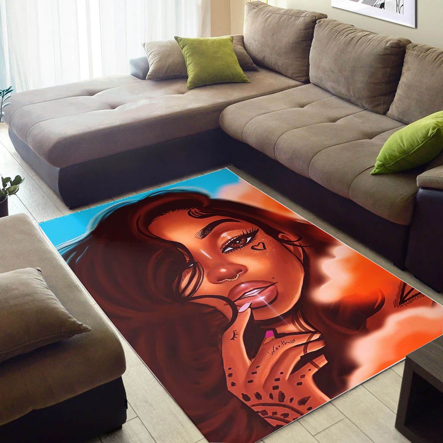 African Pretty Afro Lady Design Floor Afrocentric Living Room Ideas Rug 2 African Pretty Afro Lady Design Floor Afrocentric Living Room Ideas Rug