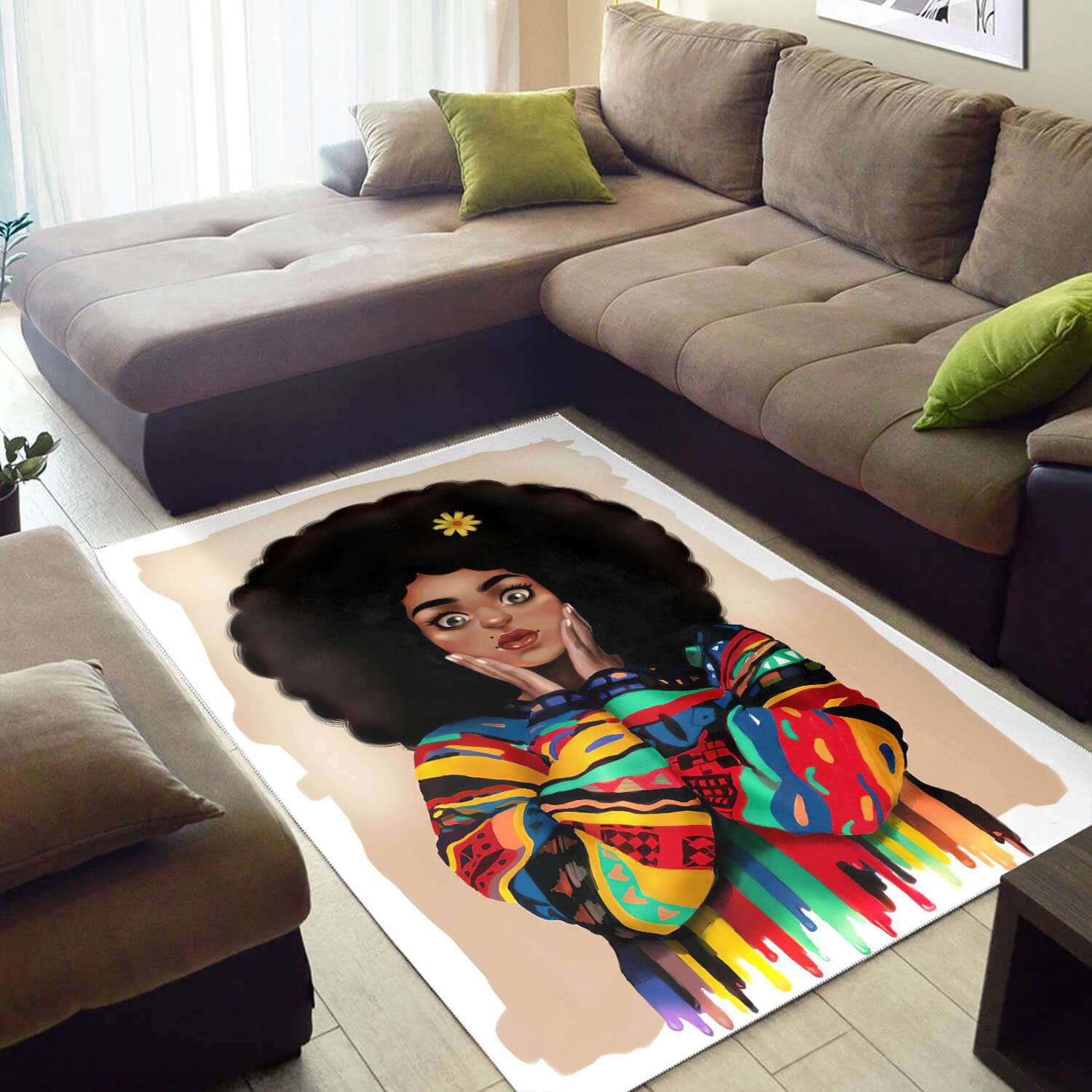 African Pretty Afro Woman Carpet Afrocentric Home Rug 2 African Pretty Afro Woman Carpet Afrocentric Home Rug