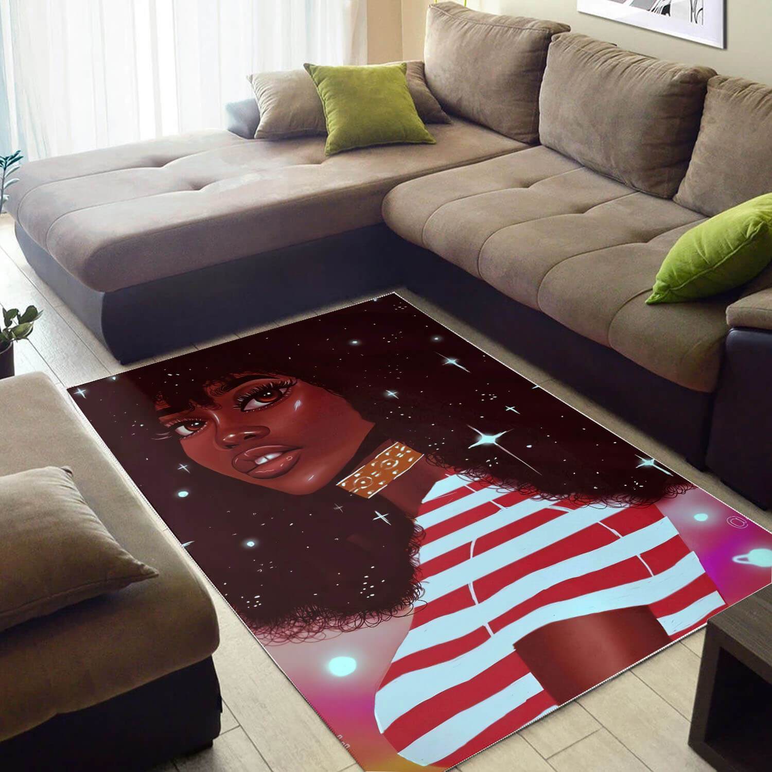 African Pretty Black Afro Lady American Carpet Afrocentric Home Rug 3 African Pretty Black Afro Lady American Carpet Afrocentric Home Rug