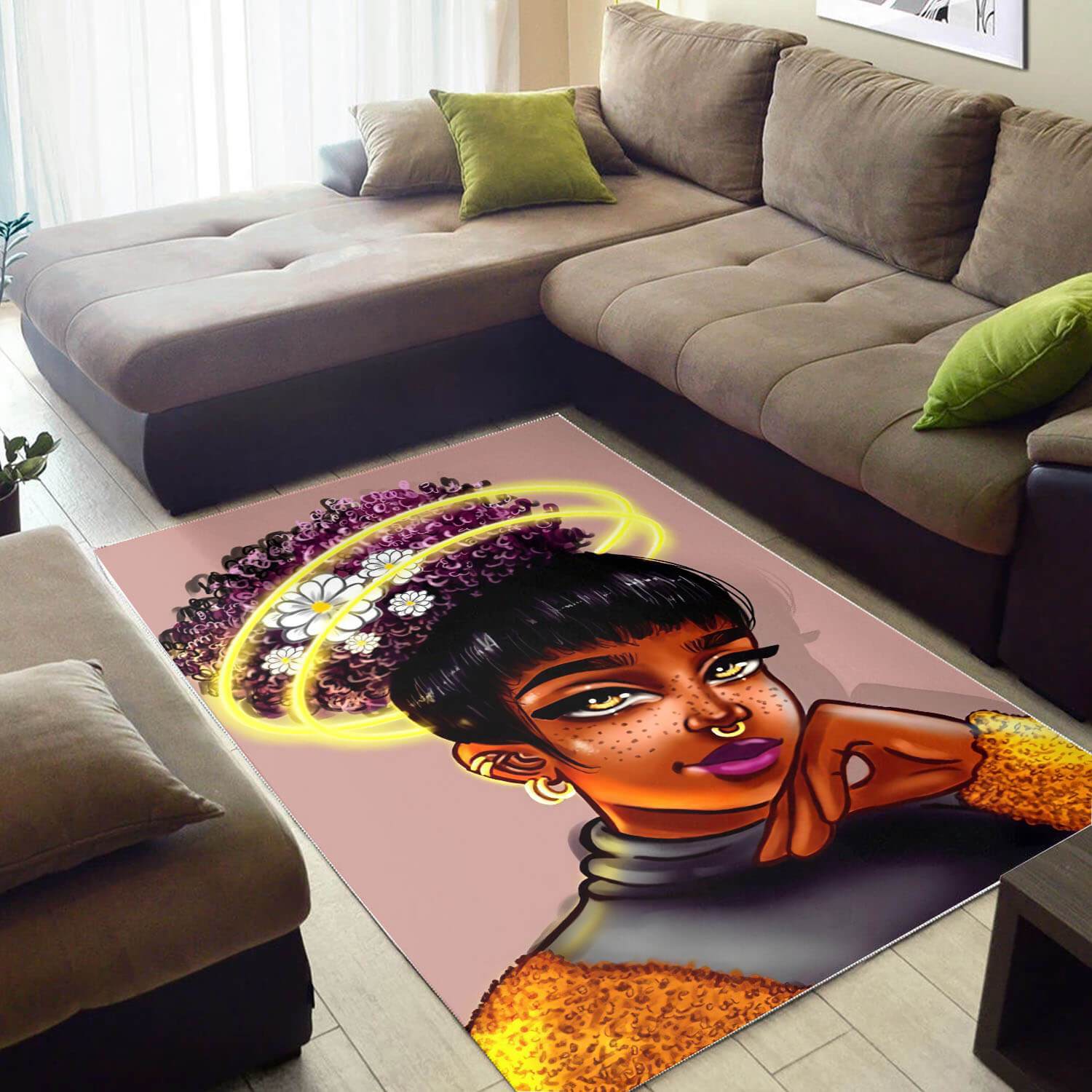 African Pretty Black Girl Afro Print Floor Themed Rooms Ideas Rug 1 African Pretty Black Girl Afro Print Floor Themed Rooms Ideas Rug