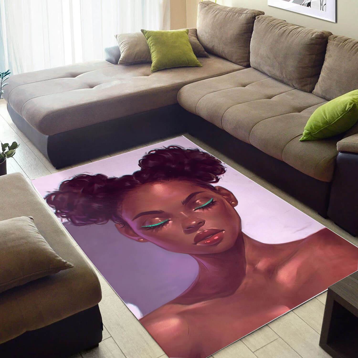 African Pretty Black Girl Afro Style Afrocentric Home Rug 5 African Pretty Black Girl Afro Style Afrocentric Home Rug
