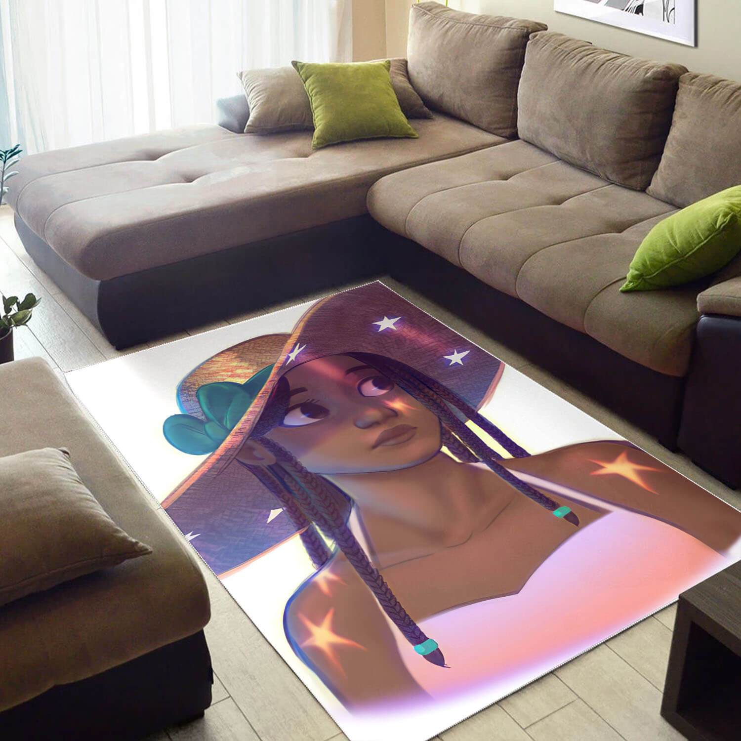 African Pretty Black Girl Afro Style Modern Afrocentric Rug 1 African Pretty Black Girl Afro Style Modern Afrocentric Rug