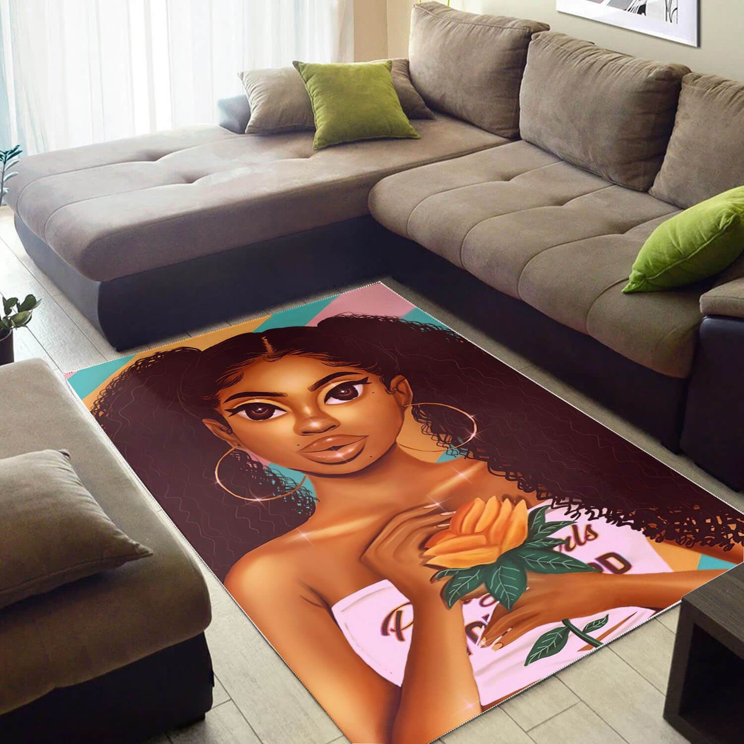 African Pretty Black Girl Print Floor Themed House Rug 2 African Pretty Black Girl Print Floor Themed House Rug
