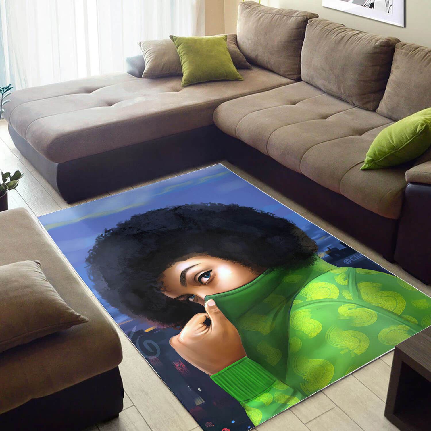 African Pretty Lady With Afro Inspired Themed Home Rug 5 African Pretty Lady With Afro Inspired Themed Home Rug