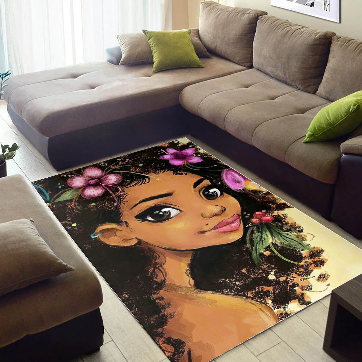 Afrocentric Beautiful Afro Girl African Design Floor Decorating Ideas Rug 5 Afrocentric Beautiful Afro Girl African Design Floor Decorating Ideas Rug