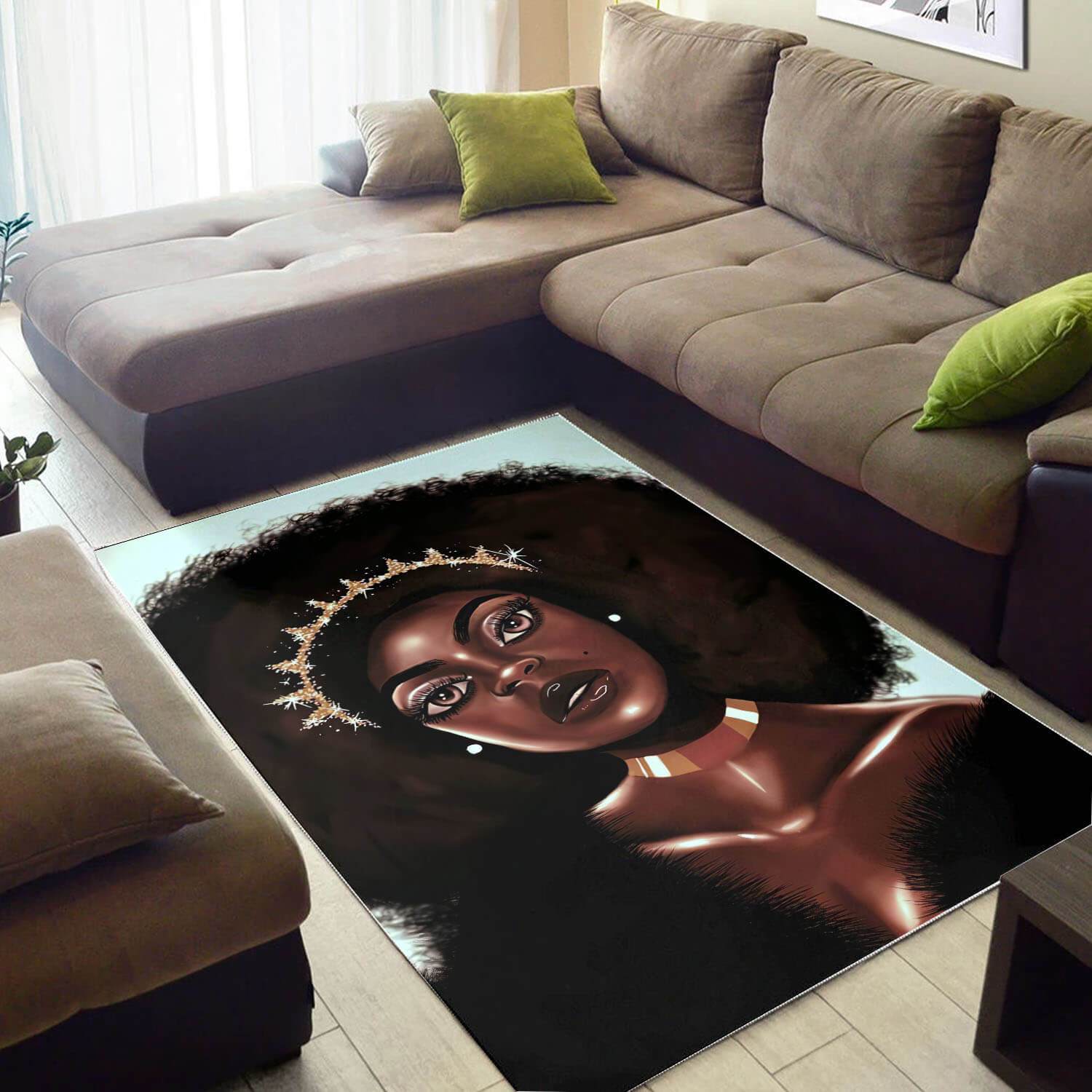 Afrocentric Beautiful Afro Lady African American Carpet Themed House Rug 1 Afrocentric Beautiful Afro Lady African American Carpet Themed House Rug