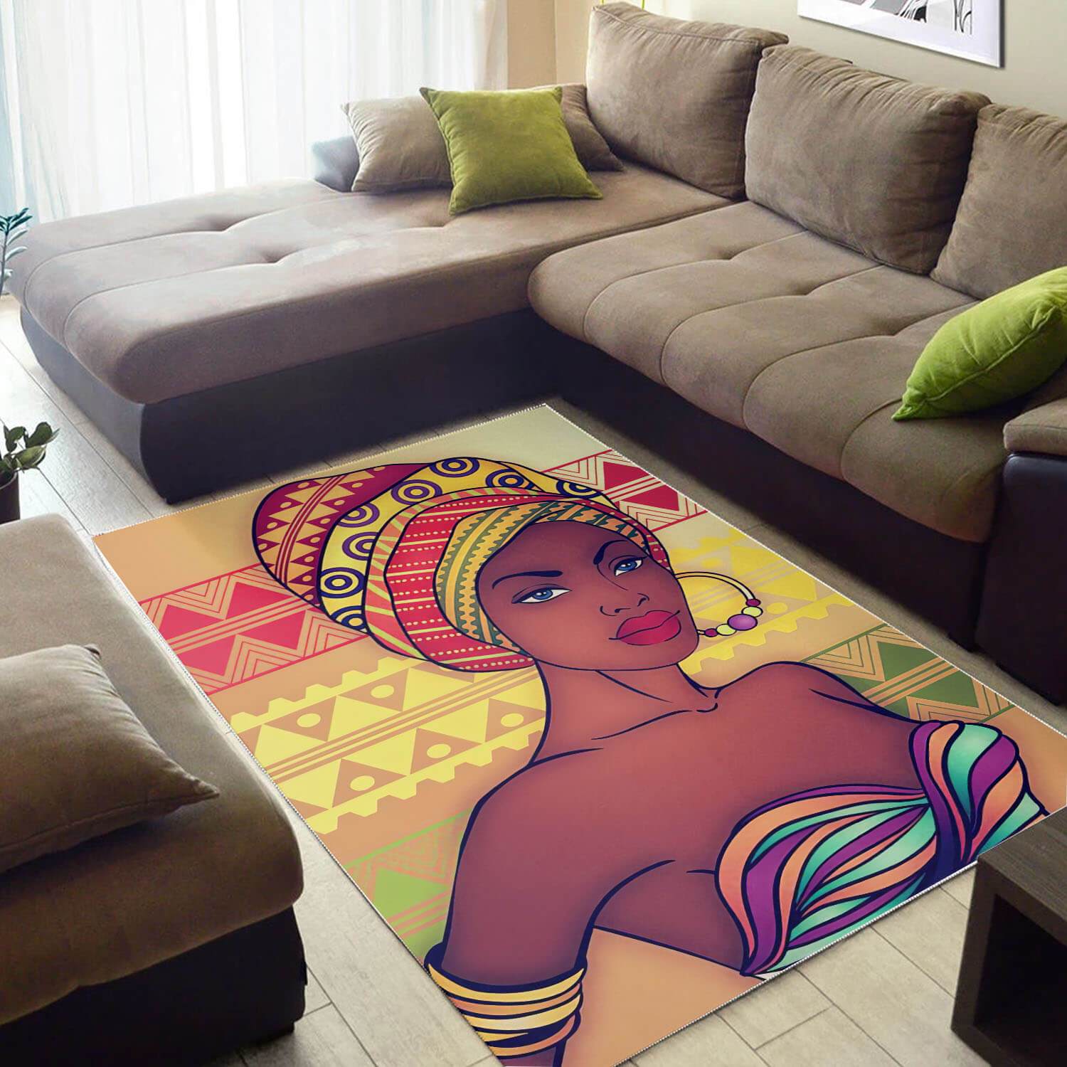 Afrocentric Beautiful Afro Woman African American Art Themed Living Room Rug 2 Afrocentric Beautiful Afro Woman African American Art Themed Living Room Rug