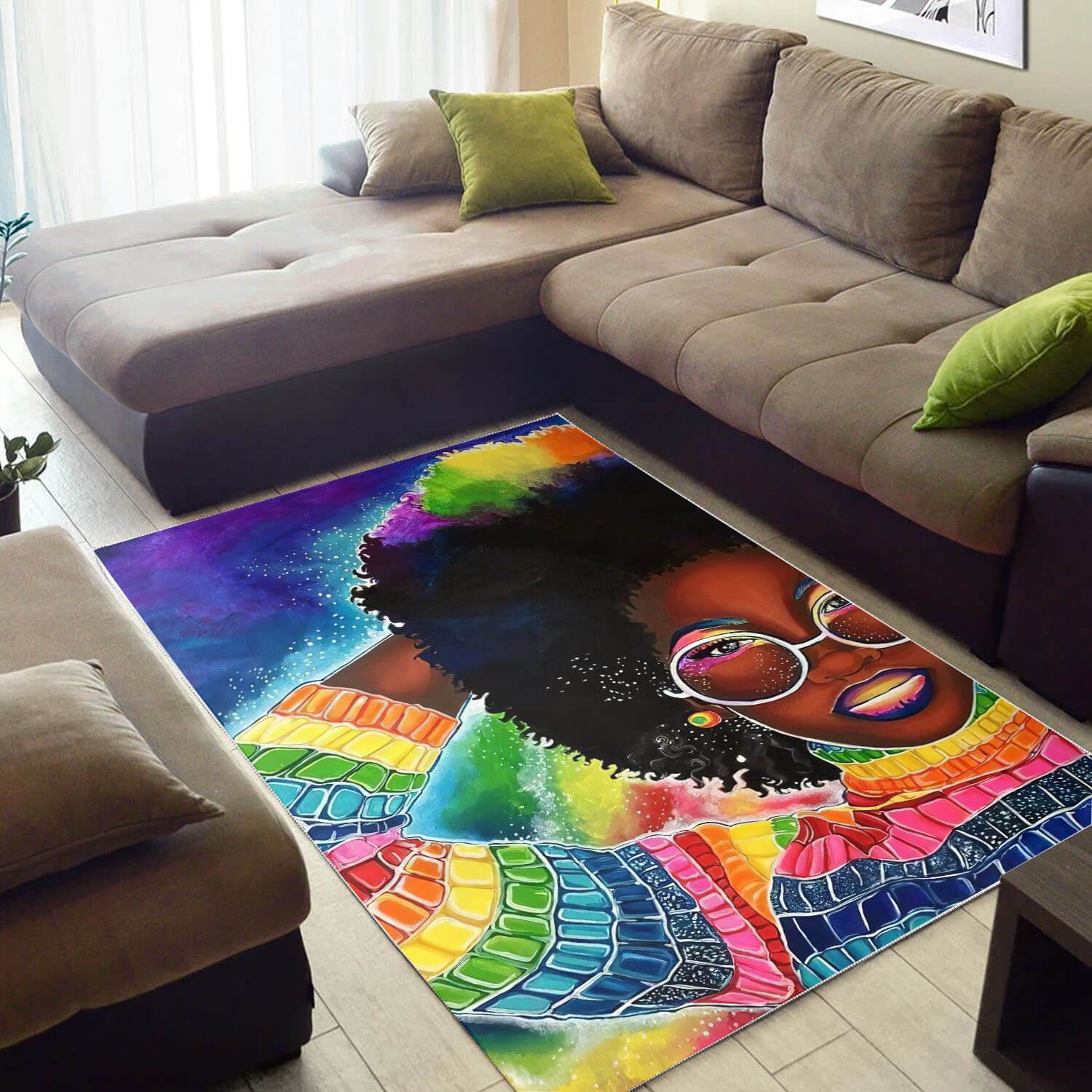 Afrocentric Beautiful Black Afro Lady African American Art Themed House Rug 1 Afrocentric Beautiful Black Afro Lady African American Art Themed House Rug