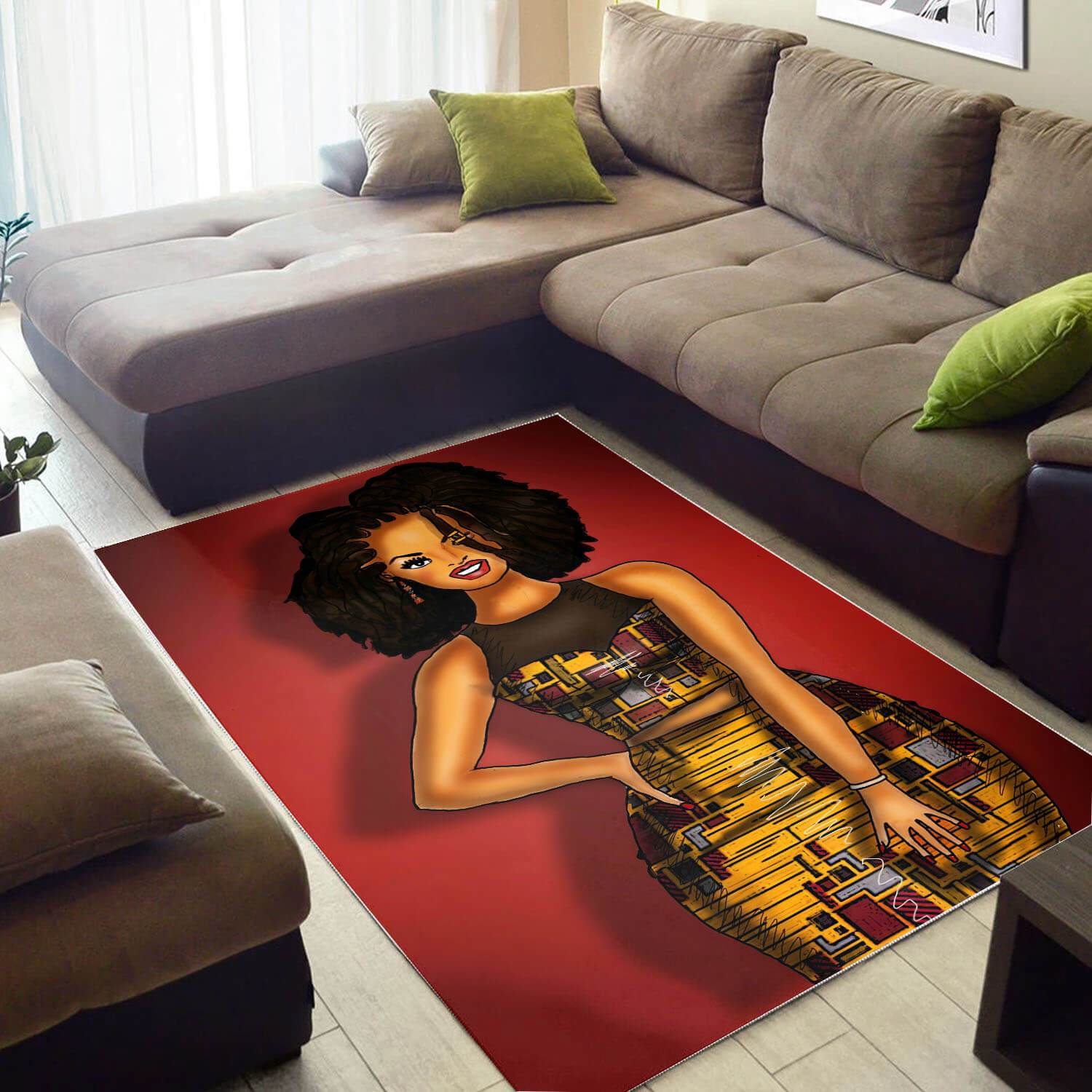 Afrocentric Beautiful Black Girl African Design Floor Themed Living Room Rug 2 Afrocentric Beautiful Black Girl African Design Floor Themed Living Room Rug