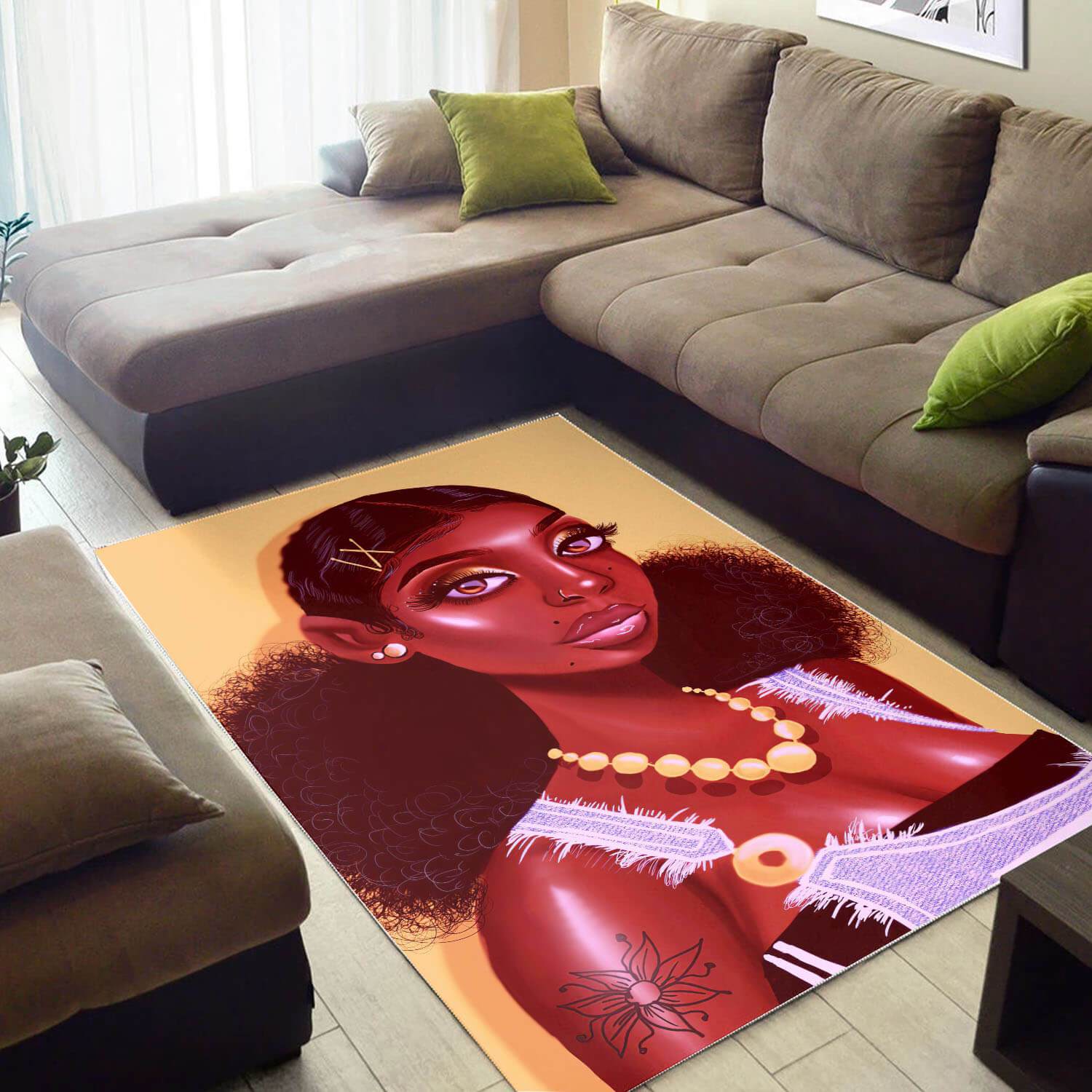 Afrocentric Beautiful Lady African Style Themed Rug 2 Afrocentric Beautiful Lady African Style Themed Rug