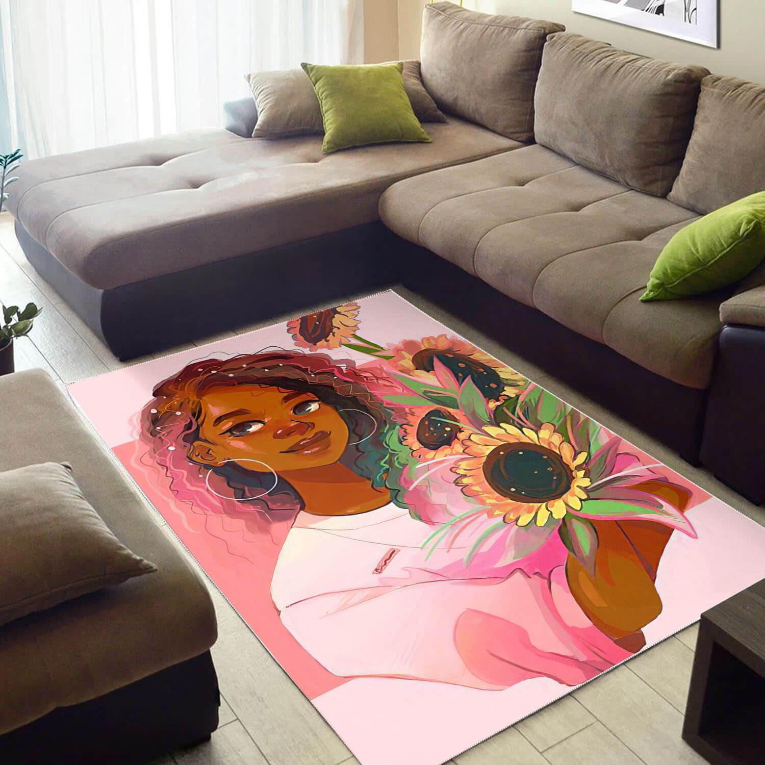 Afrocentric Beautiful Lady With Afro African Style Themed Rug 2 Afrocentric Beautiful Lady With Afro African Style Themed Rug