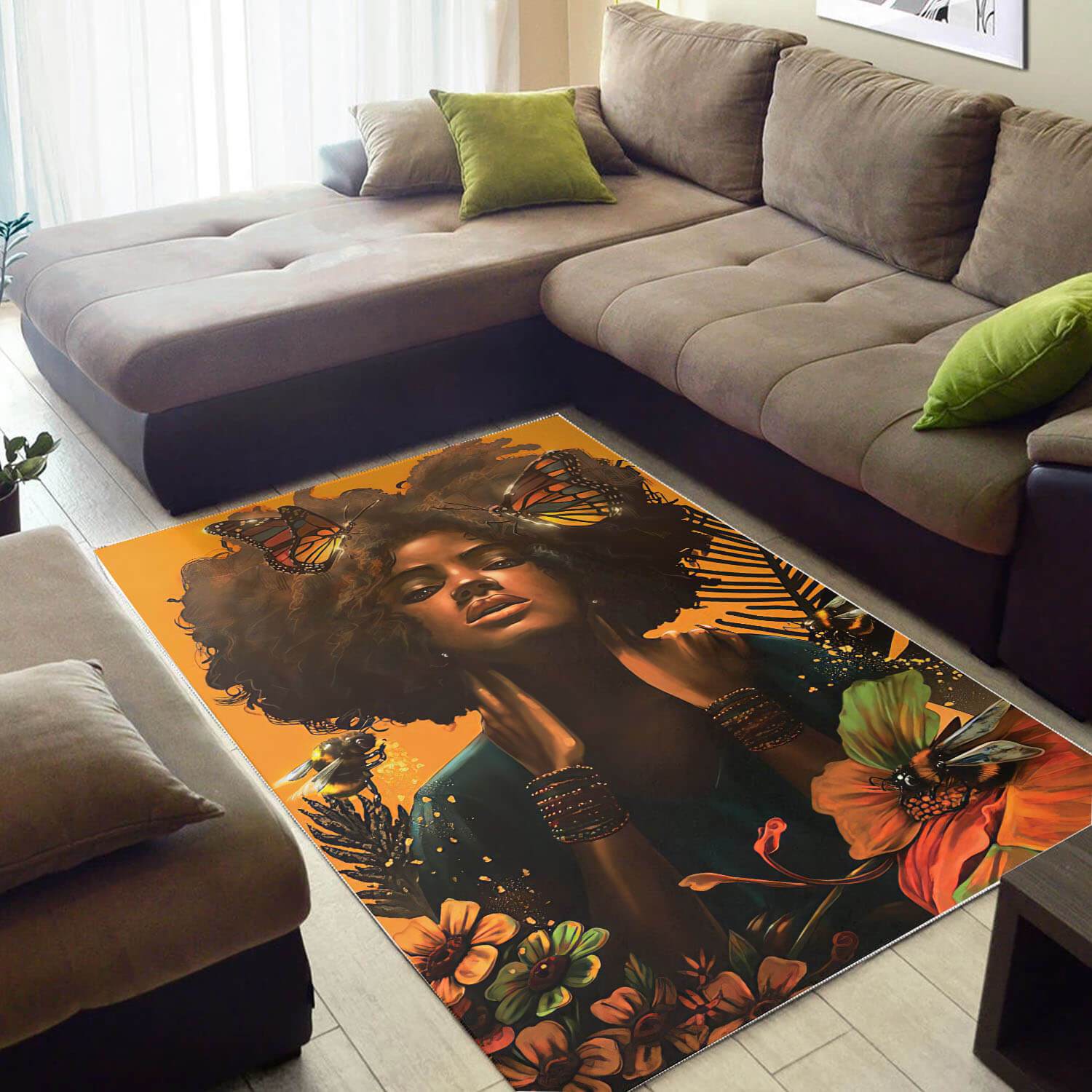 Afrocentric Pretty Afro Woman African Design Floor Decorating Ideas Rug 1 Afrocentric Pretty Afro Woman African Design Floor Decorating Ideas Rug