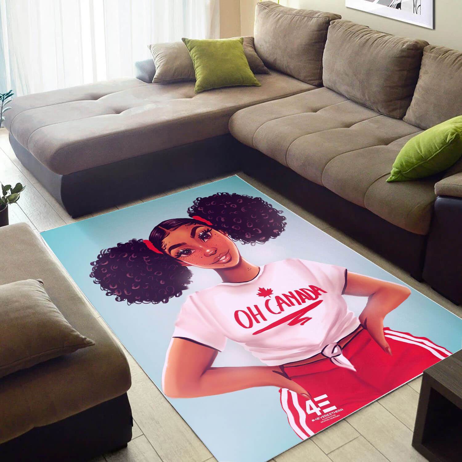 Afrocentric Pretty Black Girl African Print Carpet Modern Themed Living Room Rug 3 Afrocentric Pretty Black Girl African Print Carpet Modern Themed Living Room Rug