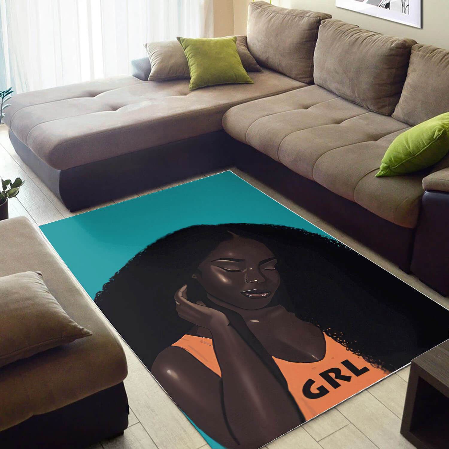 Afrocentric Pretty Black Girl African Print Carpet Themed Rug 1 Afrocentric Pretty Black Girl African Print Carpet Themed Rug
