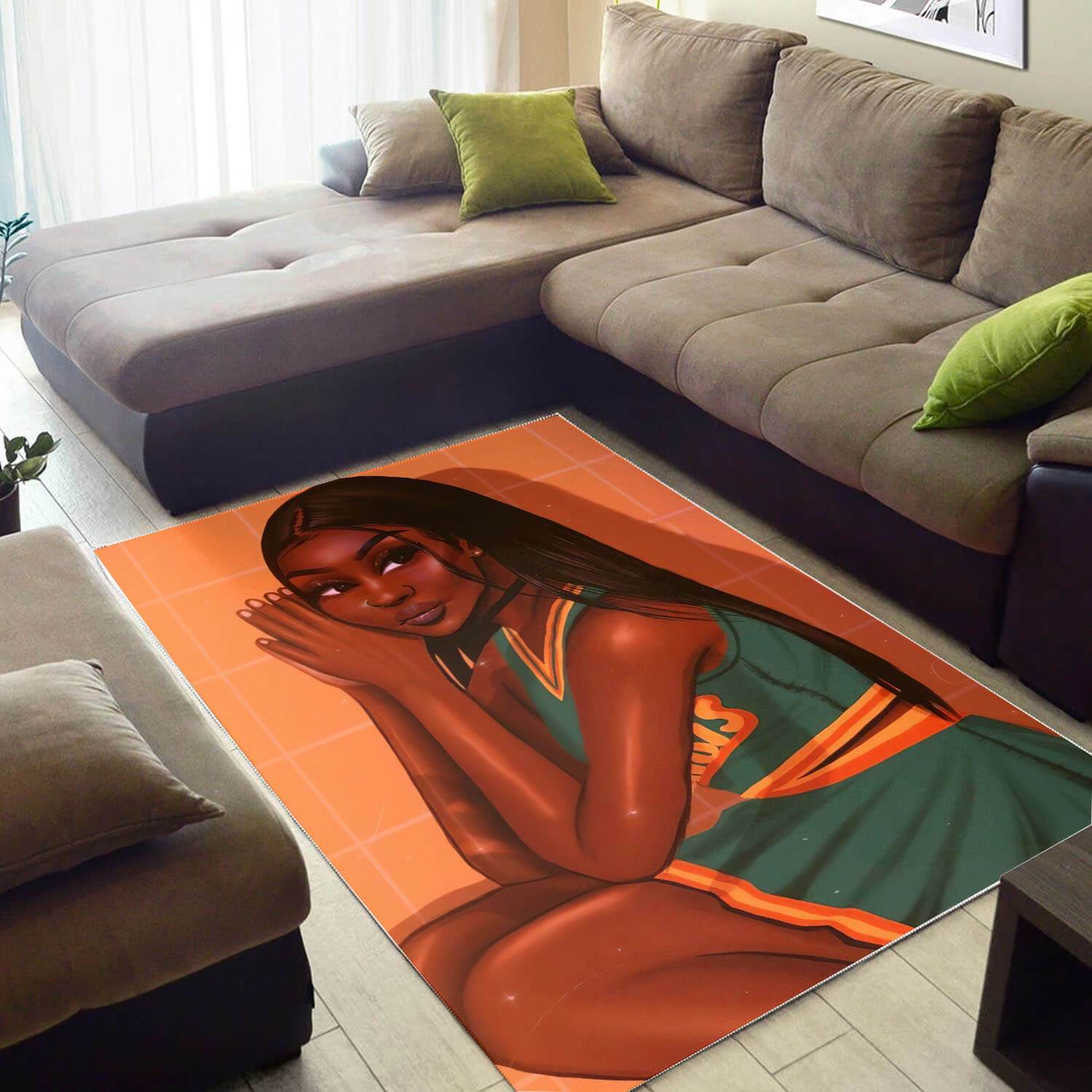 Afrocentric Pretty Black Girl Afro African Themed Room Rug 3 Afrocentric Pretty Black Girl Afro African Themed Room Rug
