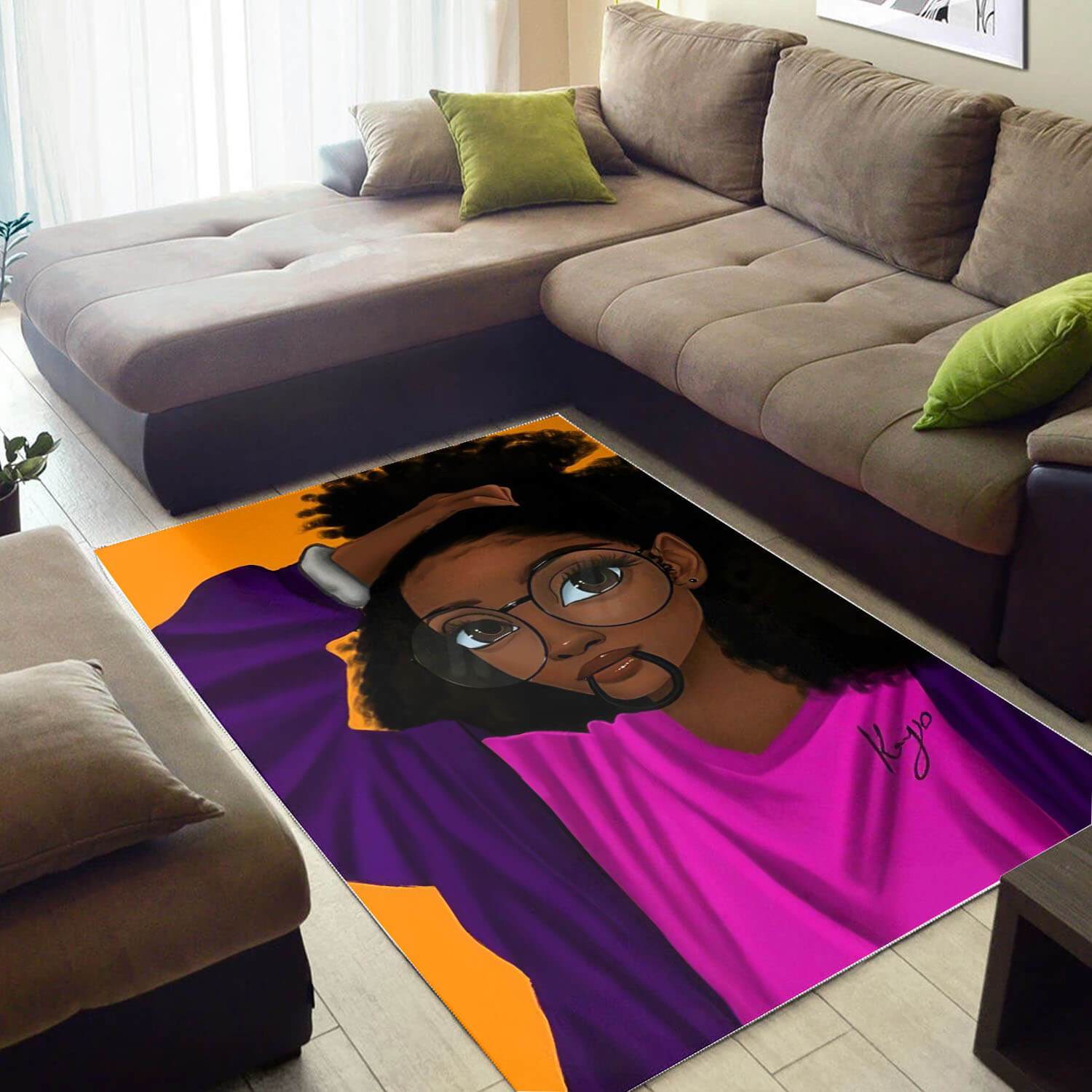Afrocentric Pretty Lady African Design Floor Room Rug 1 Afrocentric Pretty Lady African Design Floor Room Rug