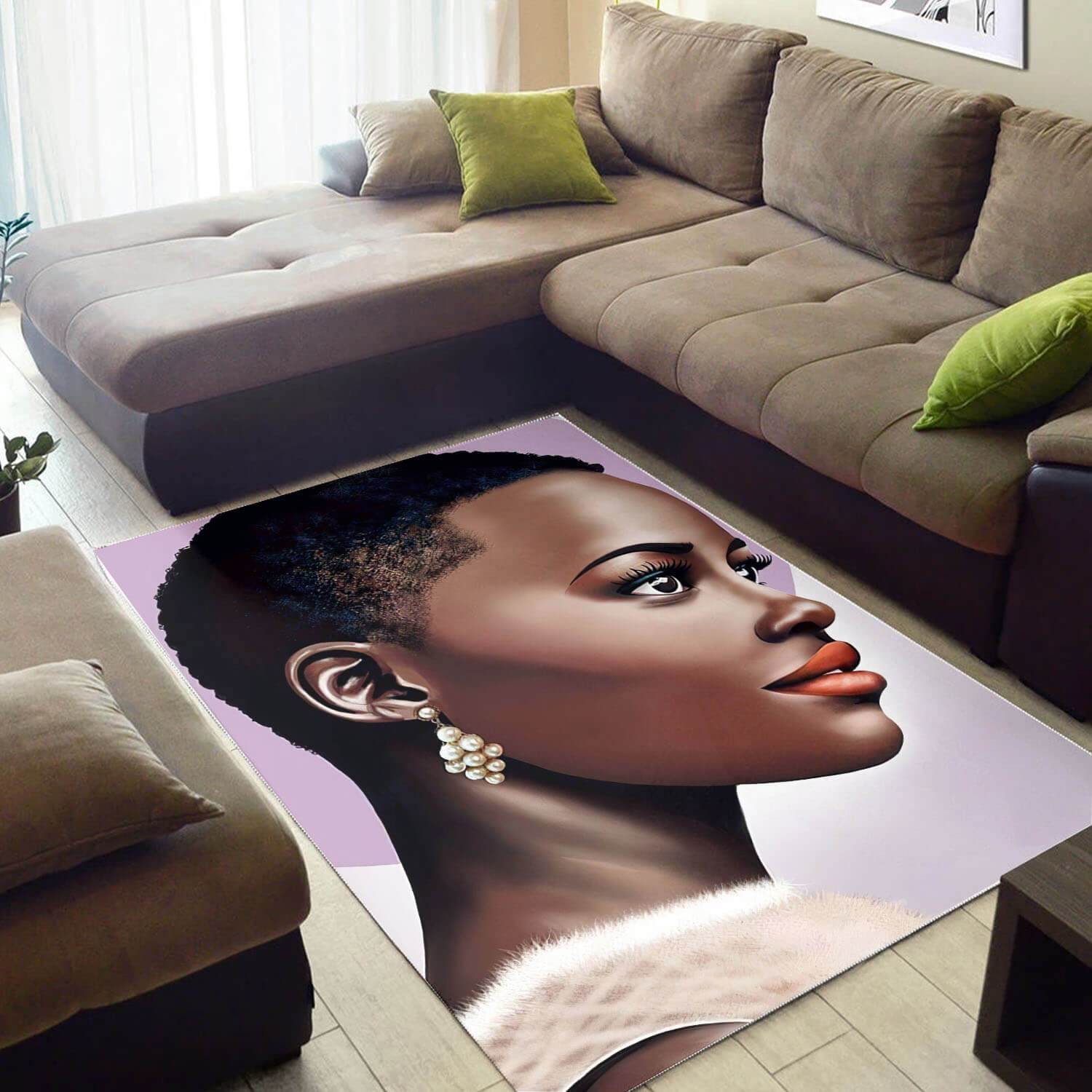 Afrocentric Pretty Melanin Afro Girl African Print Floor Themed House Rug 1 Afrocentric Pretty Melanin Afro Girl African Print Floor Themed House Rug