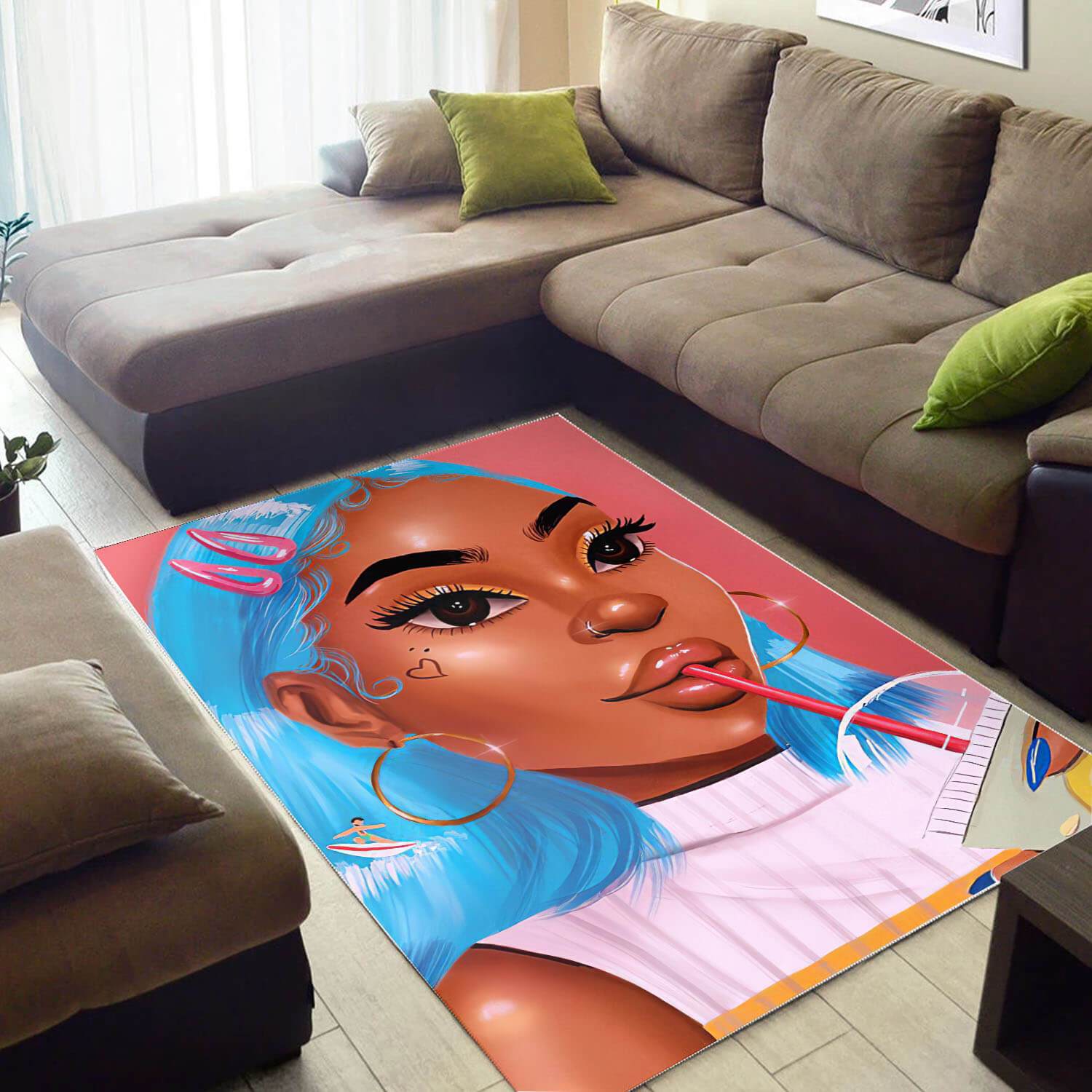 Afrocentric Pretty Melanin Black Girl Rug