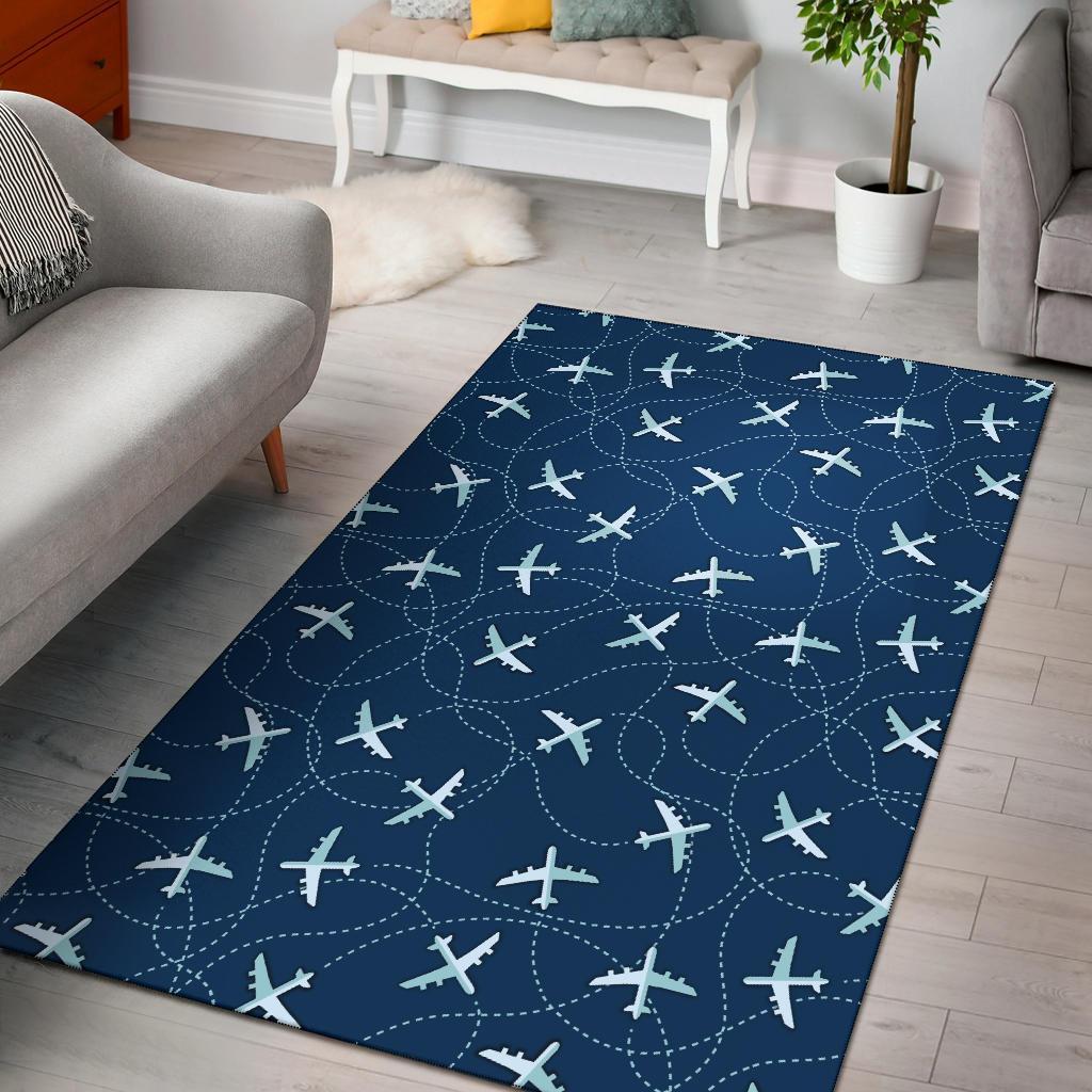 Airplane Flights Seamless Pattern Area Limited Edition Rug
