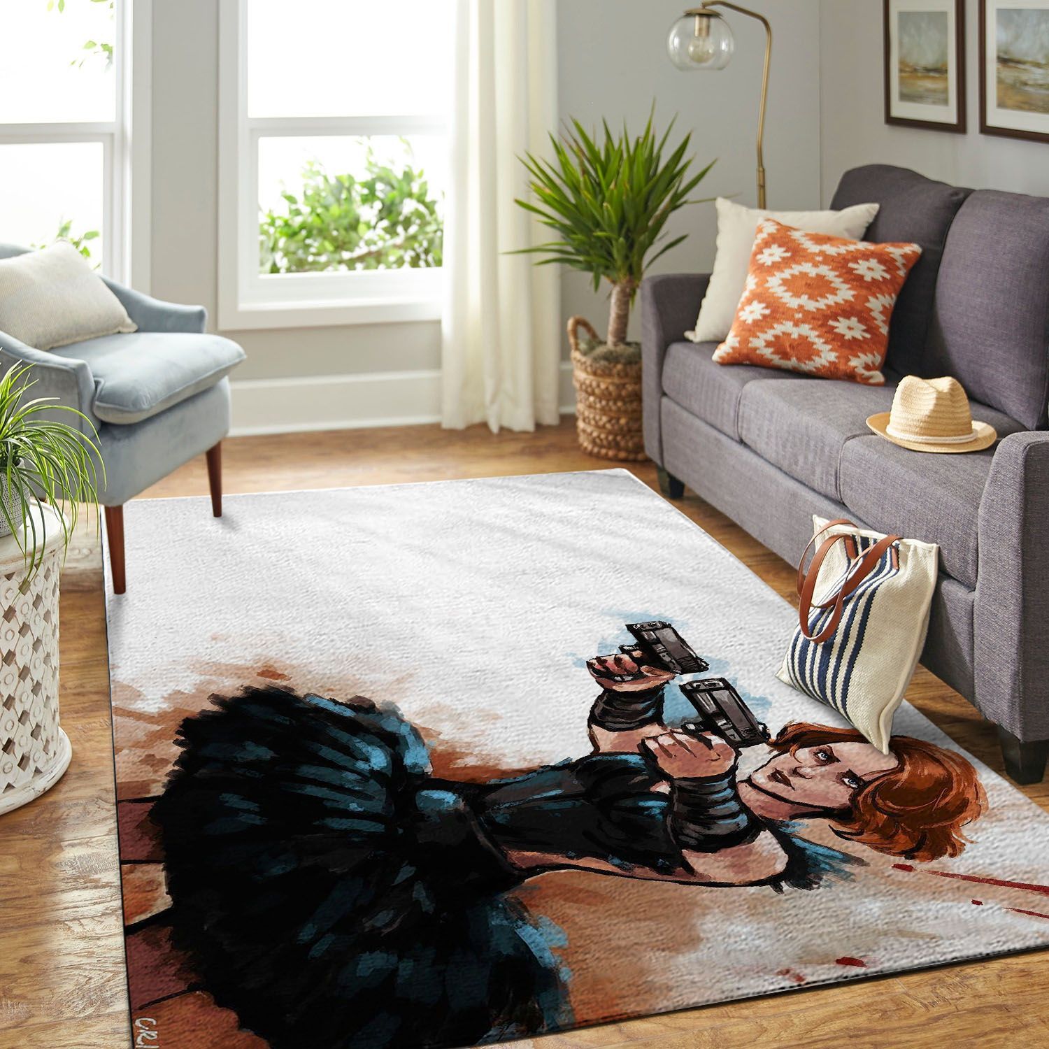 Amazon Black Window Living Room Area Rug