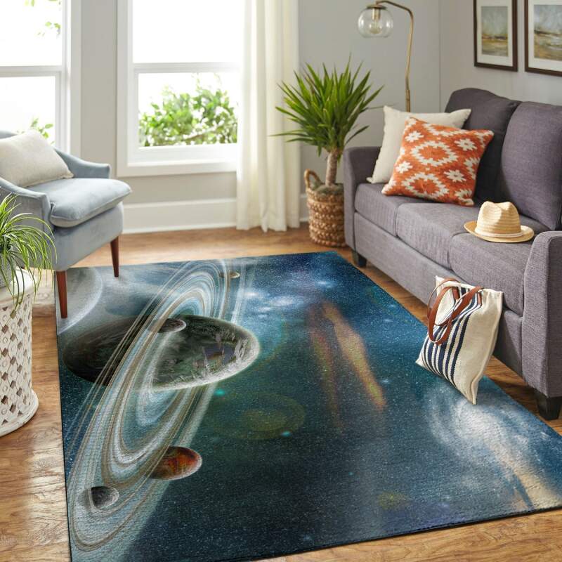 Vintage Galaxy & Solar System Living Room Area Rug