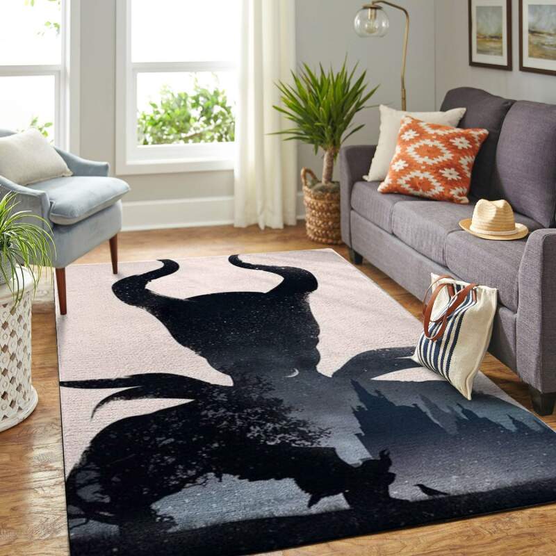 Enchanted Maleficent Silhouette Living Room Area Rug