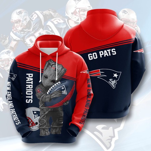 Amazon Sports Team Baby Groot New England Patriots Hoodie 3D