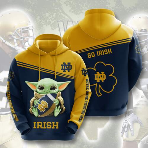 Amazon Sports Team Baby Yoda Notre Dame Fighting Irish Hoodie 3D 5 Amazon Sports Team Baby Yoda Notre Dame Fighting Irish Hoodie 3D