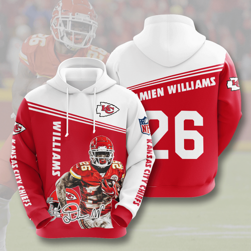 Amazon Sports Team Damien Williams Kansas City Chiefs Hoodie 3D